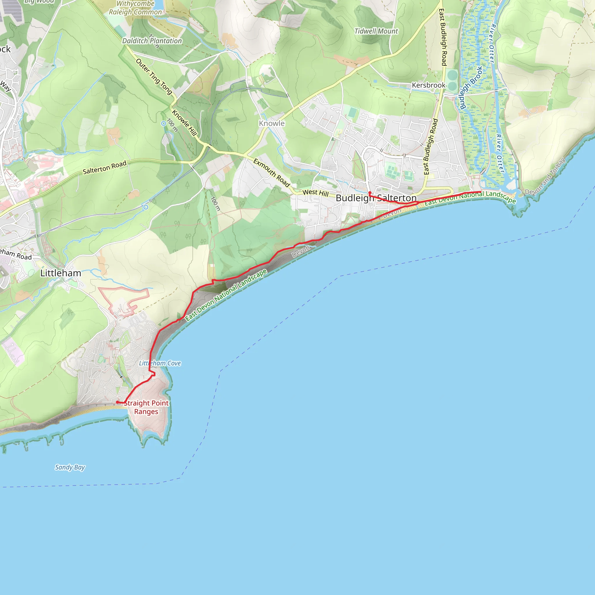 Devon Cliffs - Budleigh Salterton Walk mobile static map