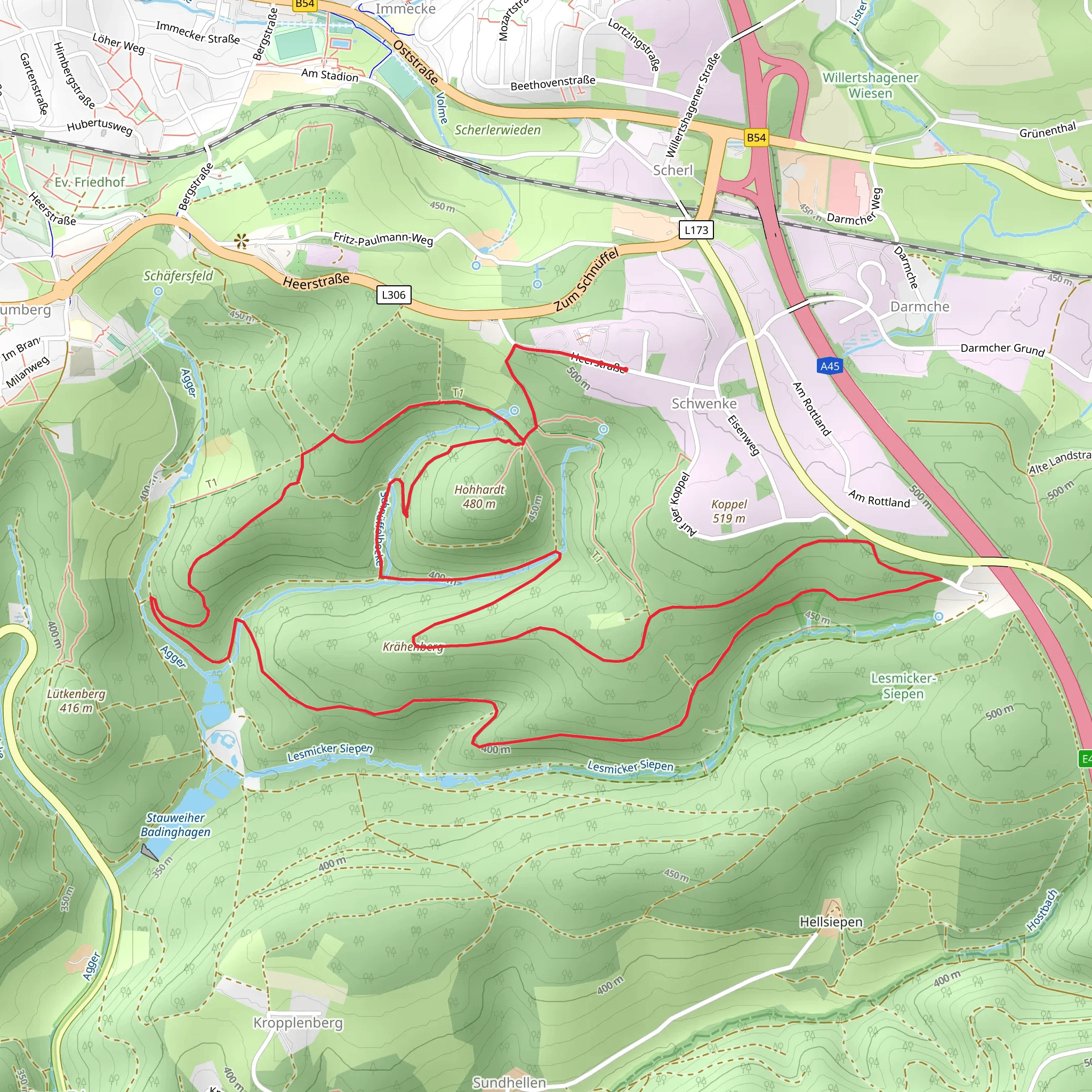 Krähenberg via Volme Hoehen Weg mobile static map