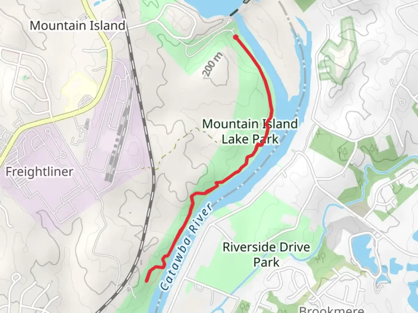 An image depicting the trail Mountain Island Trail and its surrounding area.