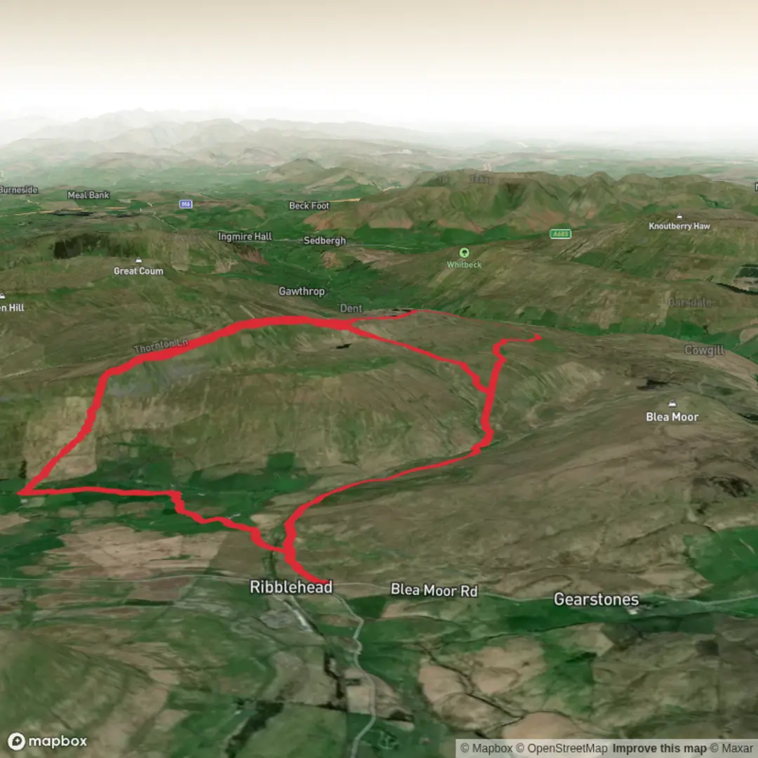 An image depicting the trail Whernside from Ribblehead and its surrounding area.