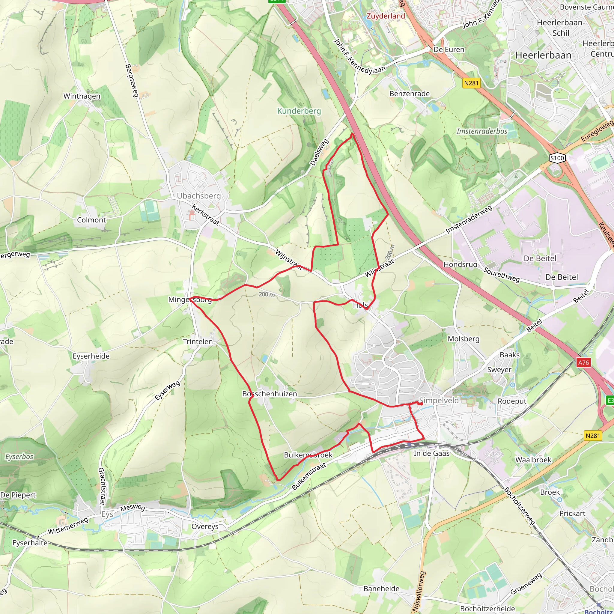 Simpelveld and Pelgrimspad Loop mobile static map