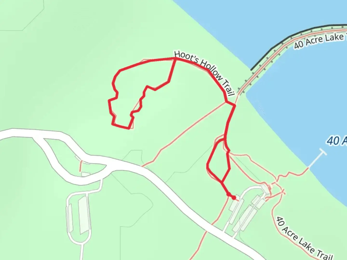 An image depicting the trail Hoot's Hollow Loop Trail and its surrounding area.