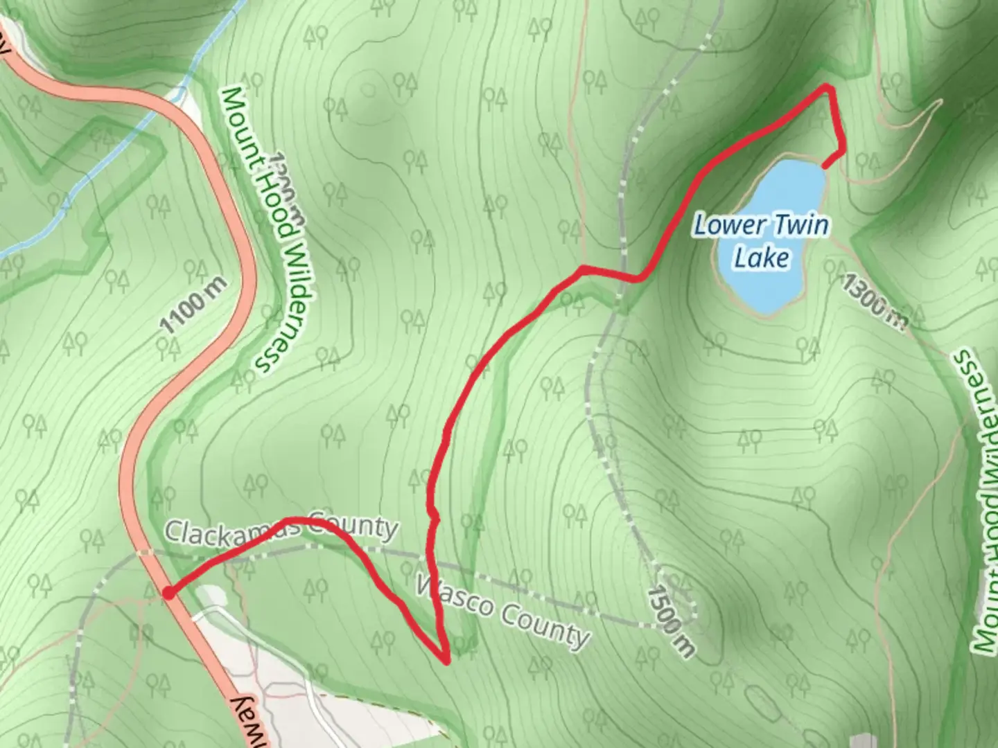 An image depicting the trail Lower Twin Lake via PCT and its surrounding area.