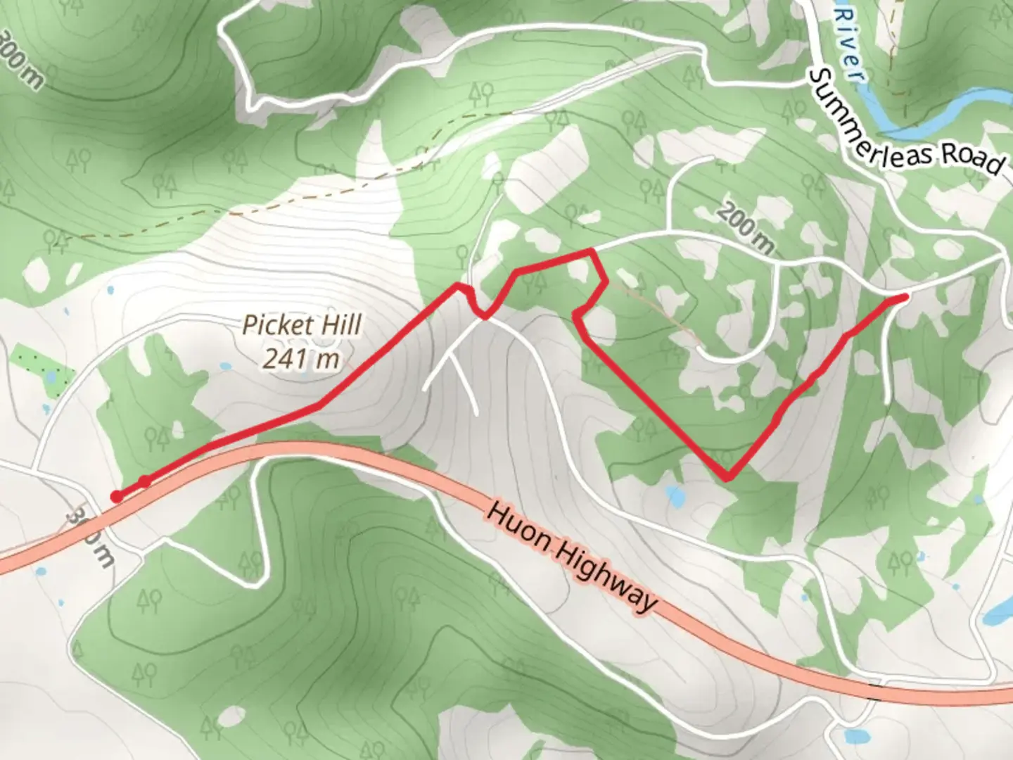 An image depicting the trail Picket Hill Track and its surrounding area.