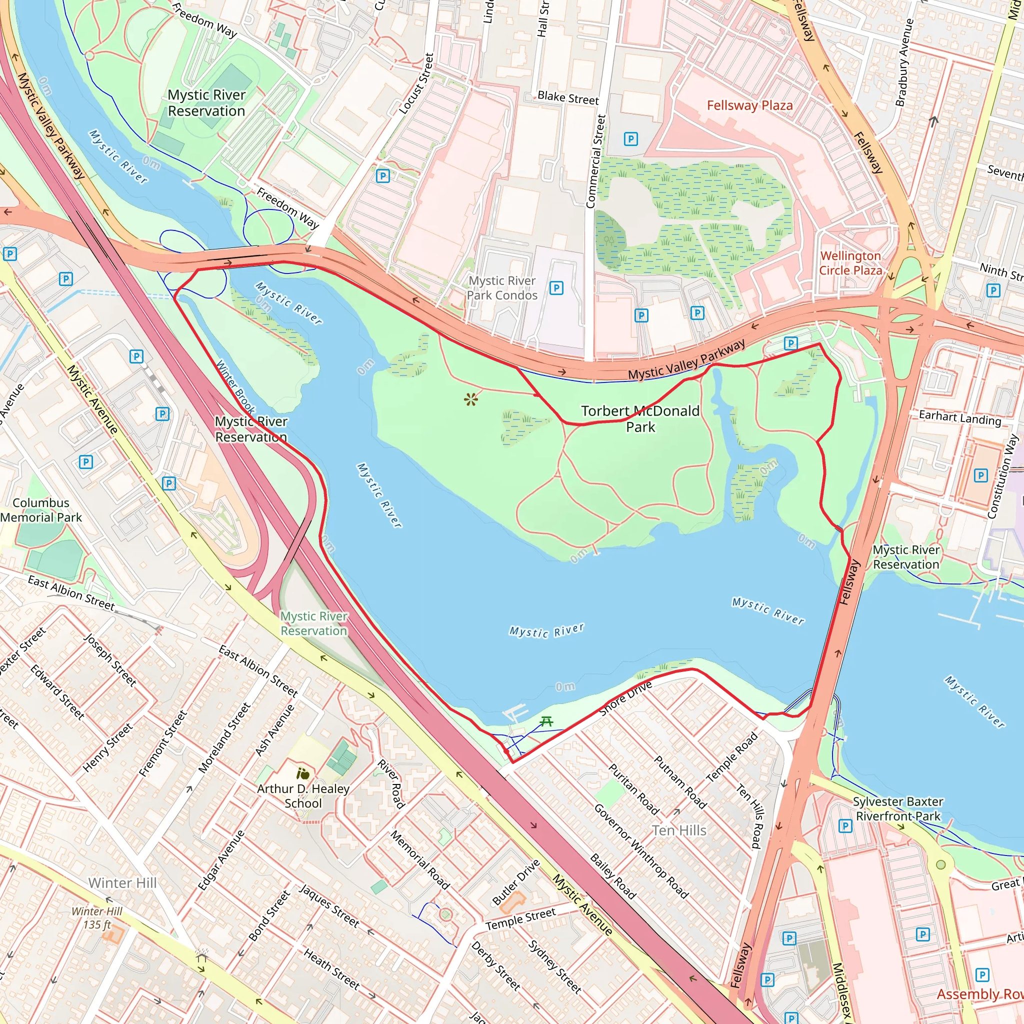 Mystic River Loop Trail - Shore Drive mobile static map