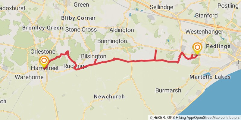 Southampton to Sandwich Walk stage 16 Map