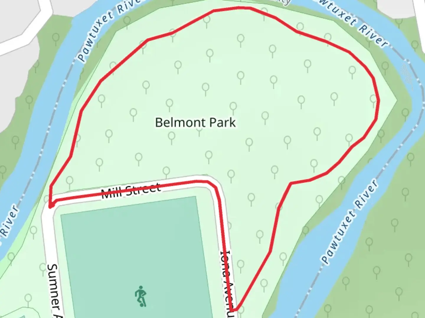 An image depicting the trail Mill Street Loop and its surrounding area.