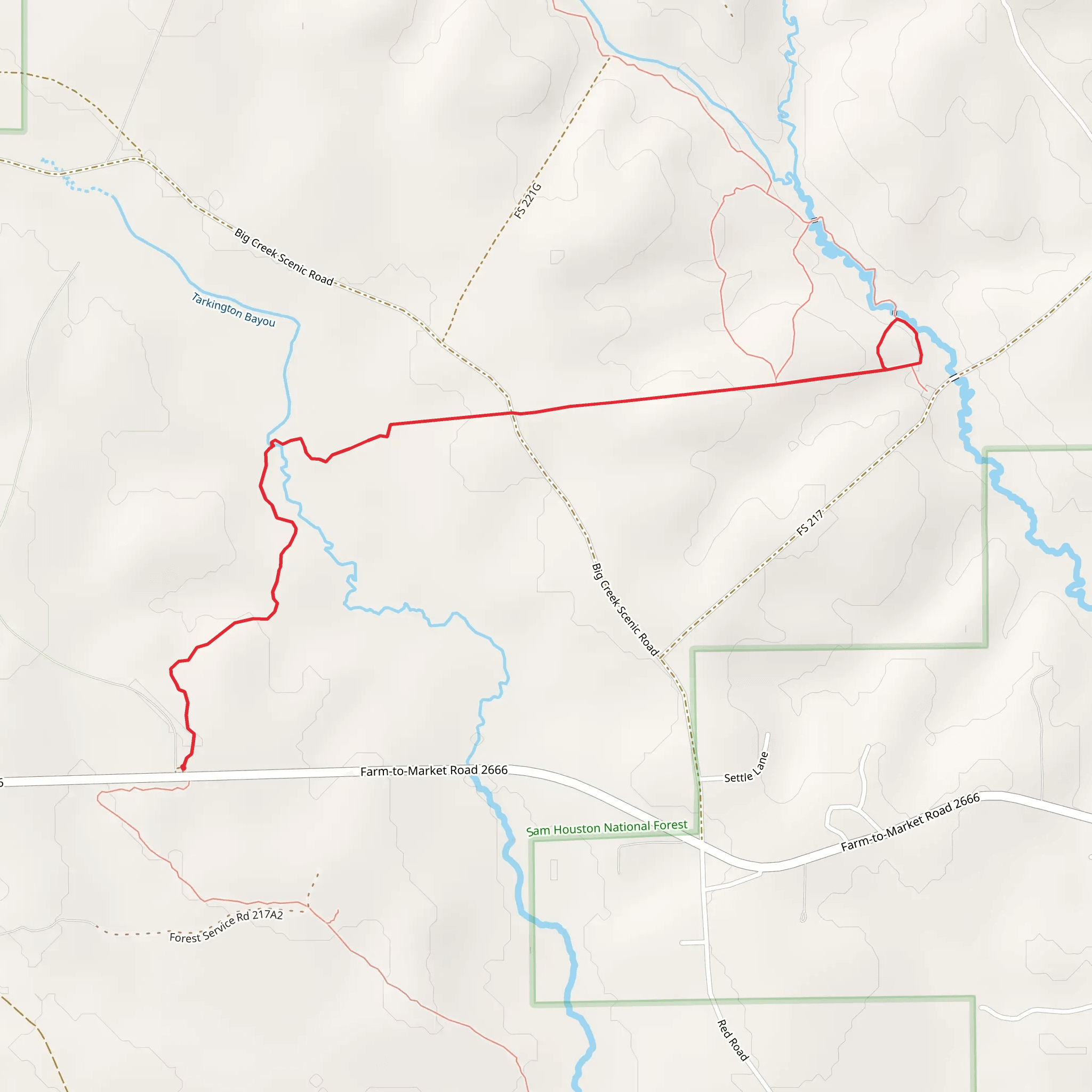 Lone Star Hiking Trail and Pine Trail mobile static map