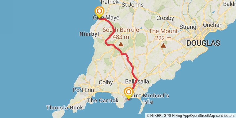 Raad Ny Foillan - Isle of Man Coastal Path alt 1 Map