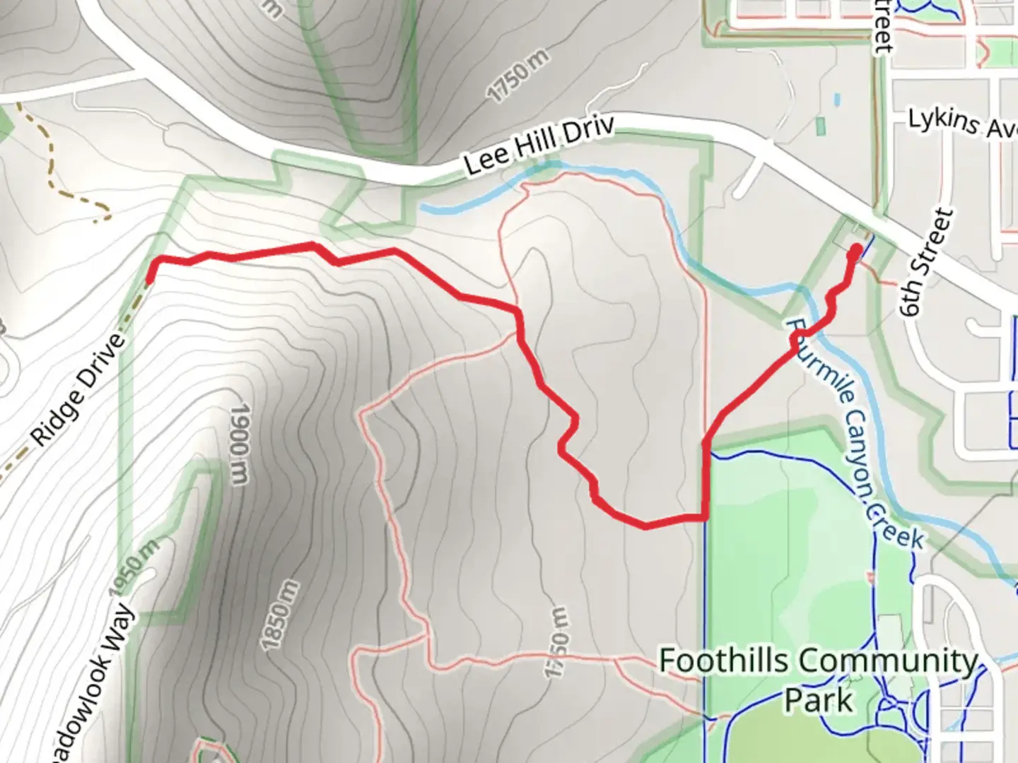 An image depicting the trail Foothills South and Old Kiln and its surrounding area.