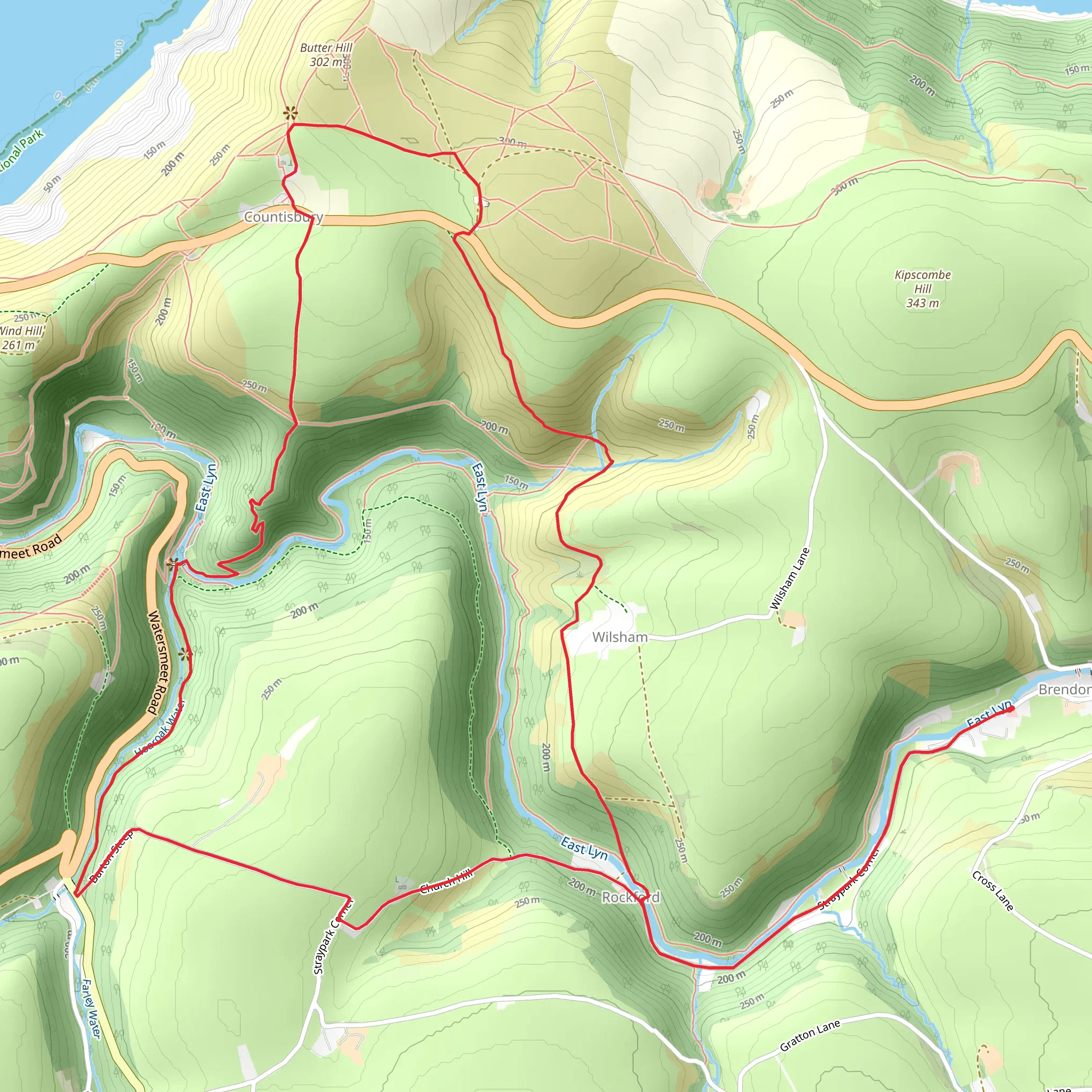 National Trust - Watersmeet Loop - Brendon mobile static map