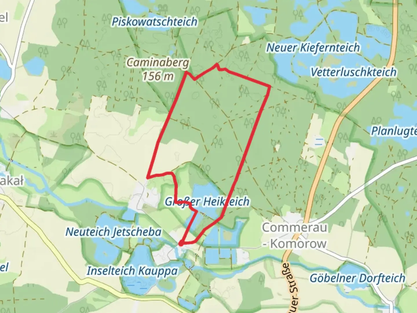 An image depicting the trail Großer Heikteich Loop and its surrounding area.