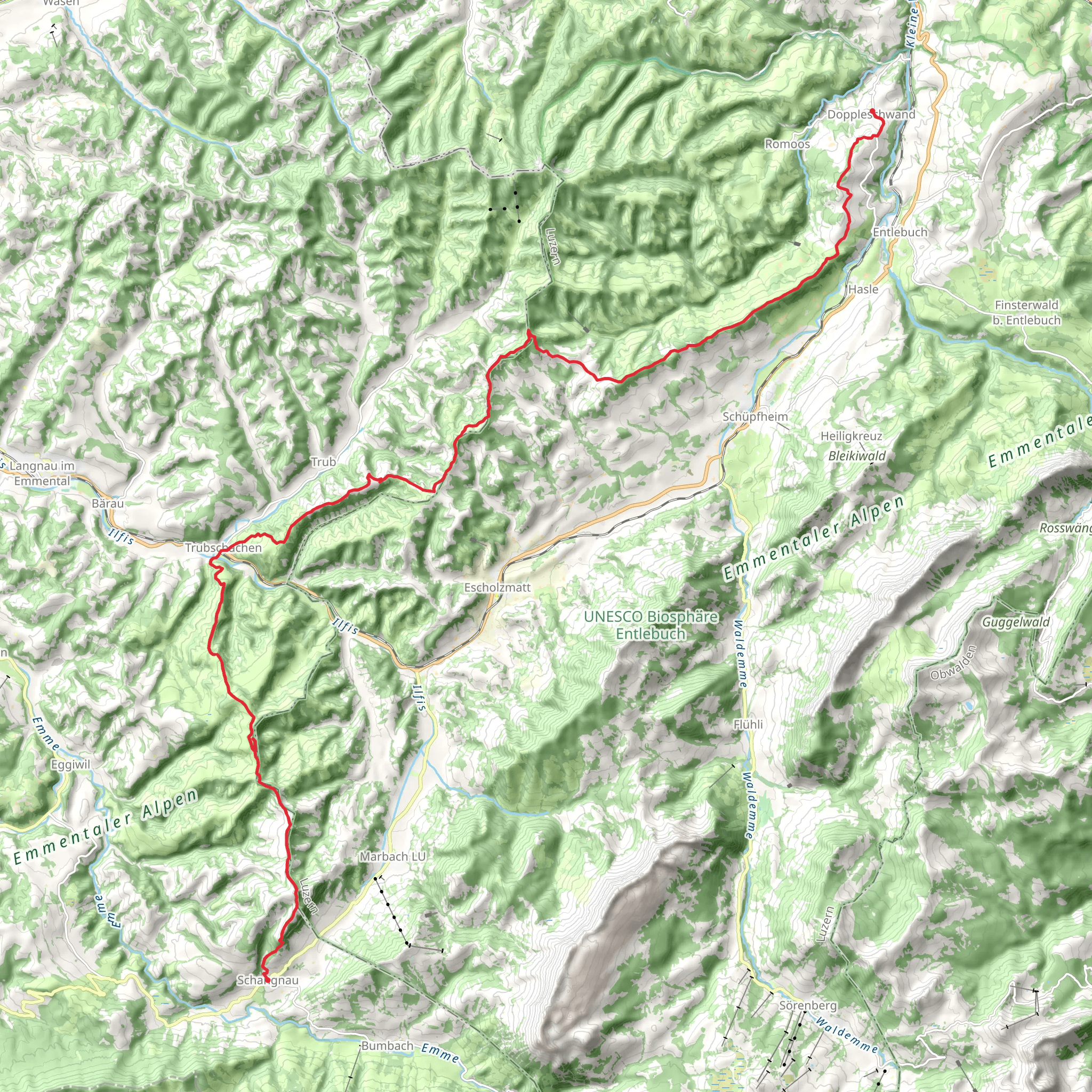 Höhenweg Entlebuch Emmental mobile static map