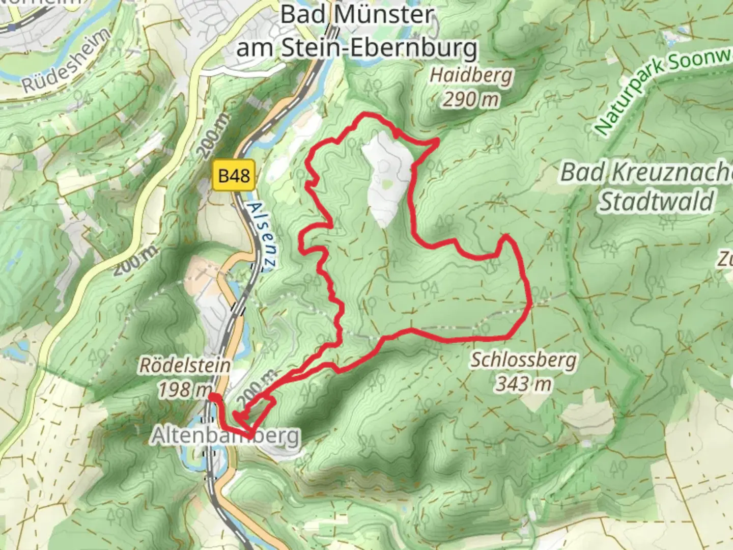An image depicting the trail Vitaltour Rheingrafenstein and its surrounding area.