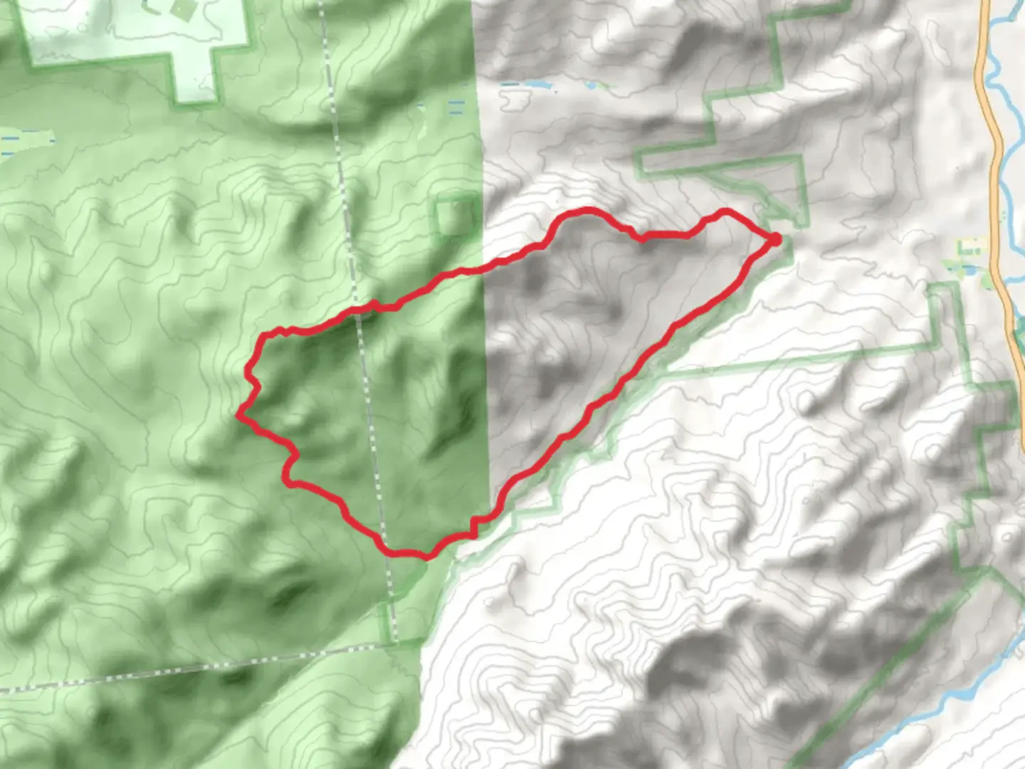 An image depicting the trail Big Slide Mountain and Yard Mountain Loop via The Brothers Trail and its surrounding area.