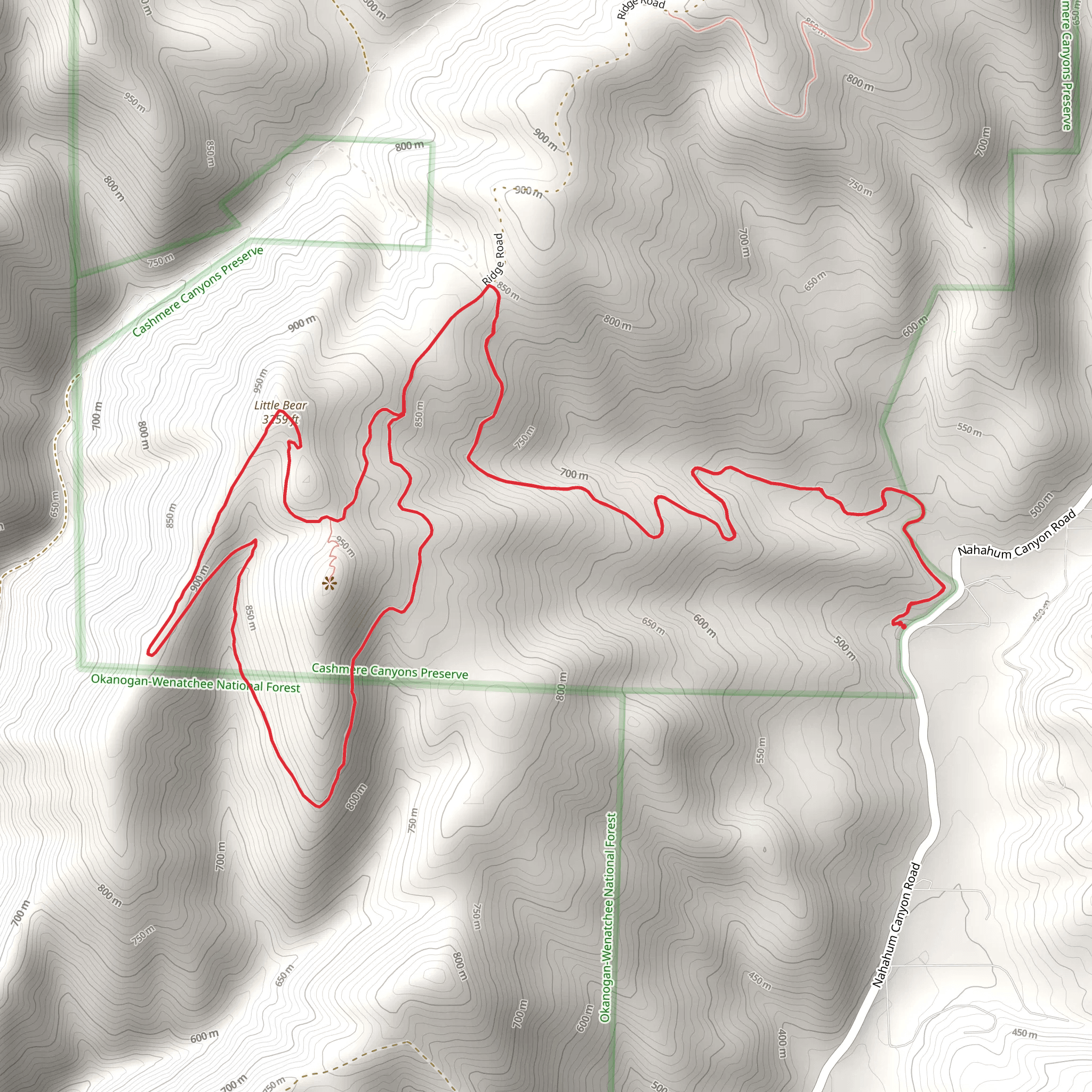 Little Bear via Nahahum Loop Trail mobile static map