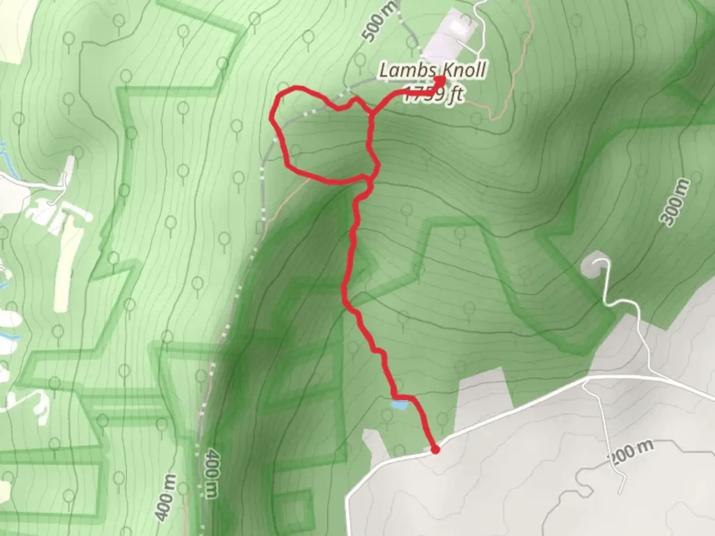 An image depicting the trail Lambs Knoll via Bear Spring Cabin Trail and its surrounding area.