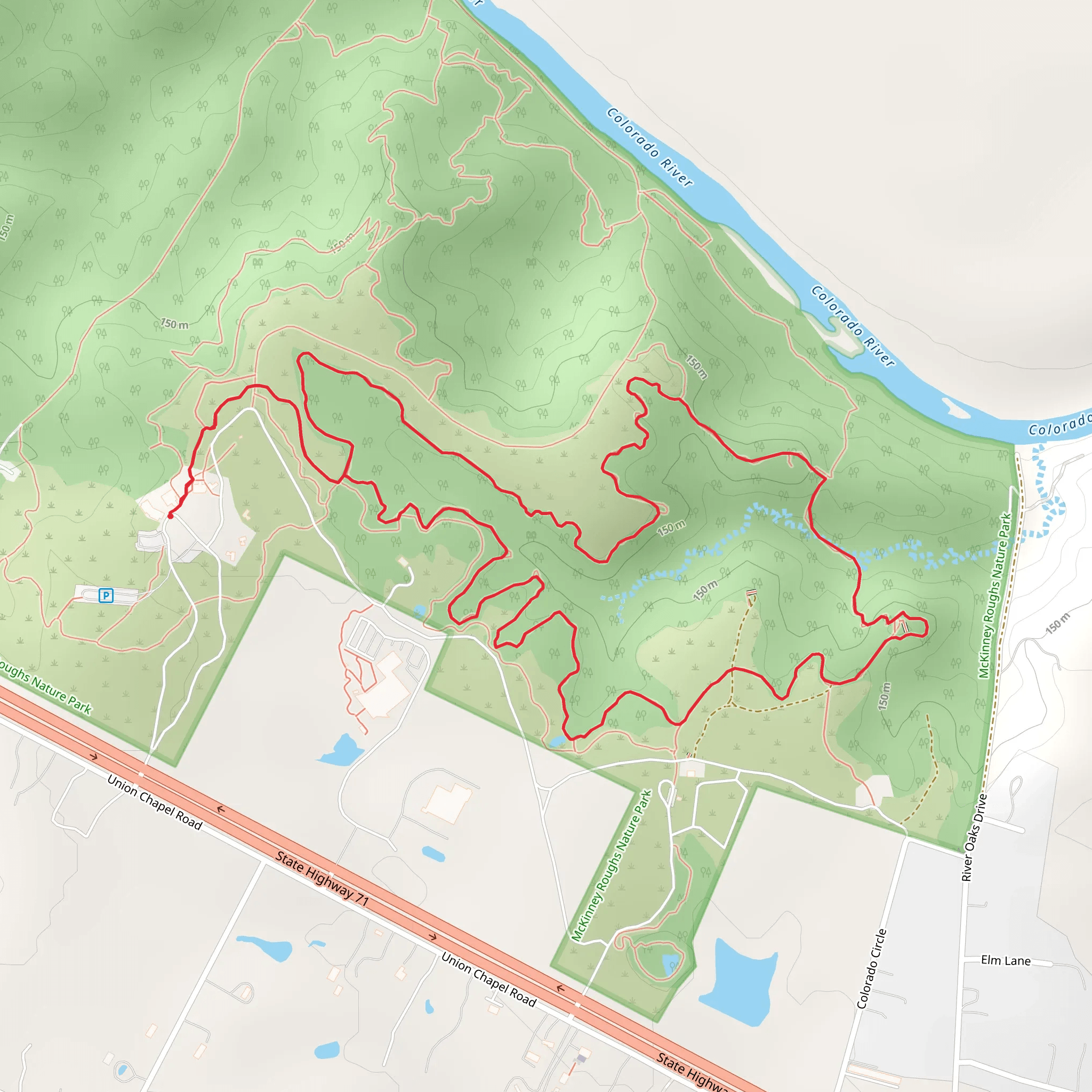 Mckinney Roughs Nature Park Loop - East mobile static map