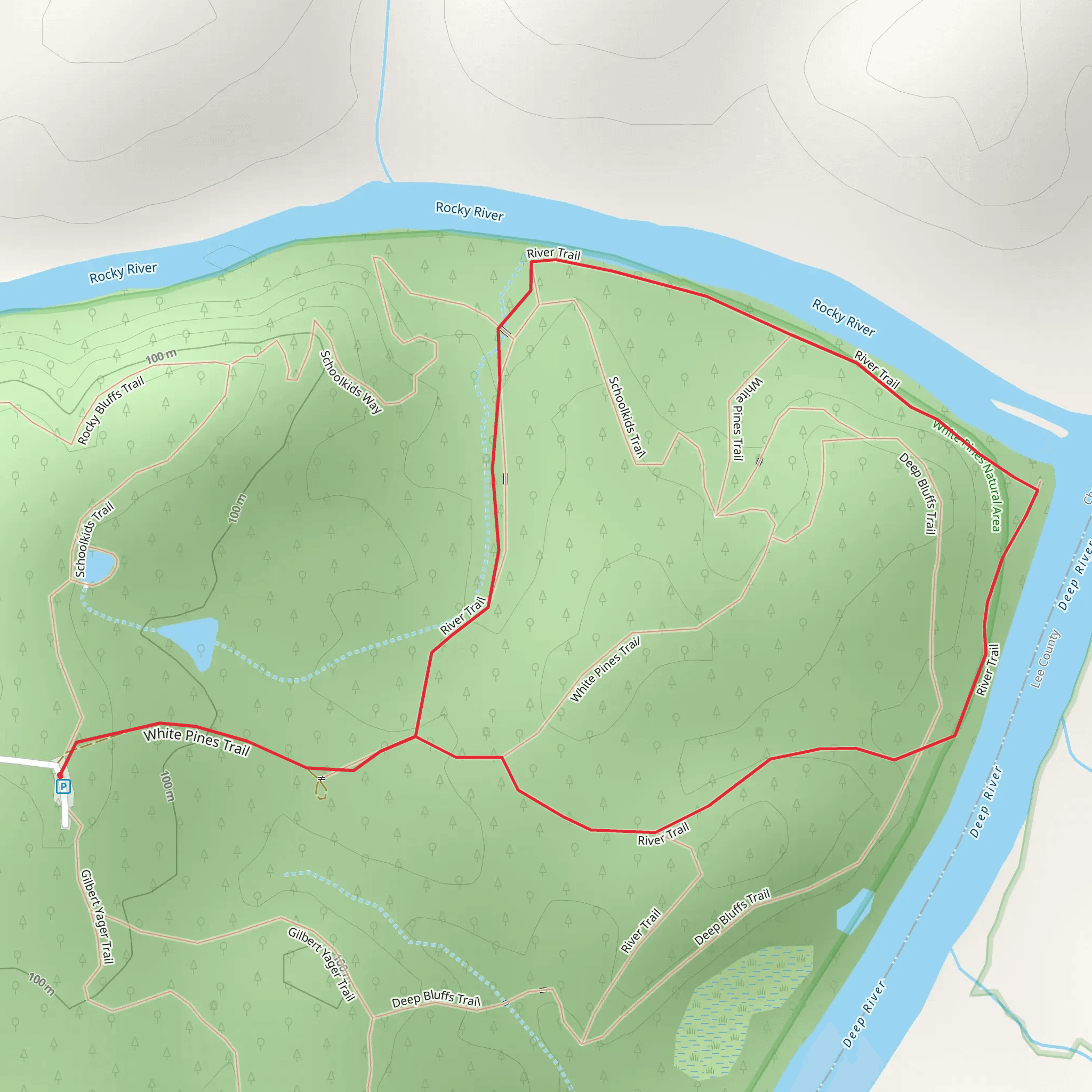 River Trail Loop via Rocky River mobile static map