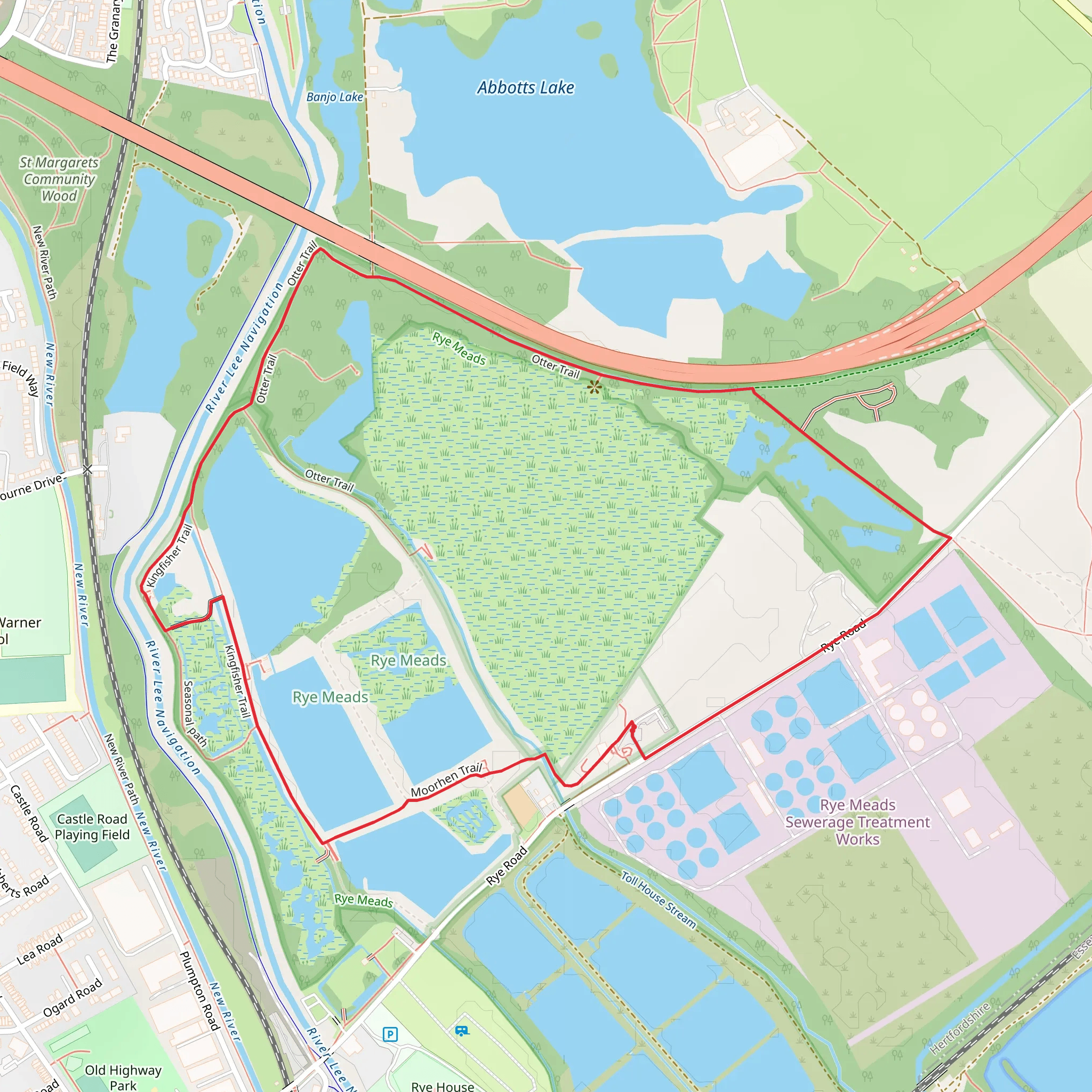 RSPB Rye Meads Loop mobile static map