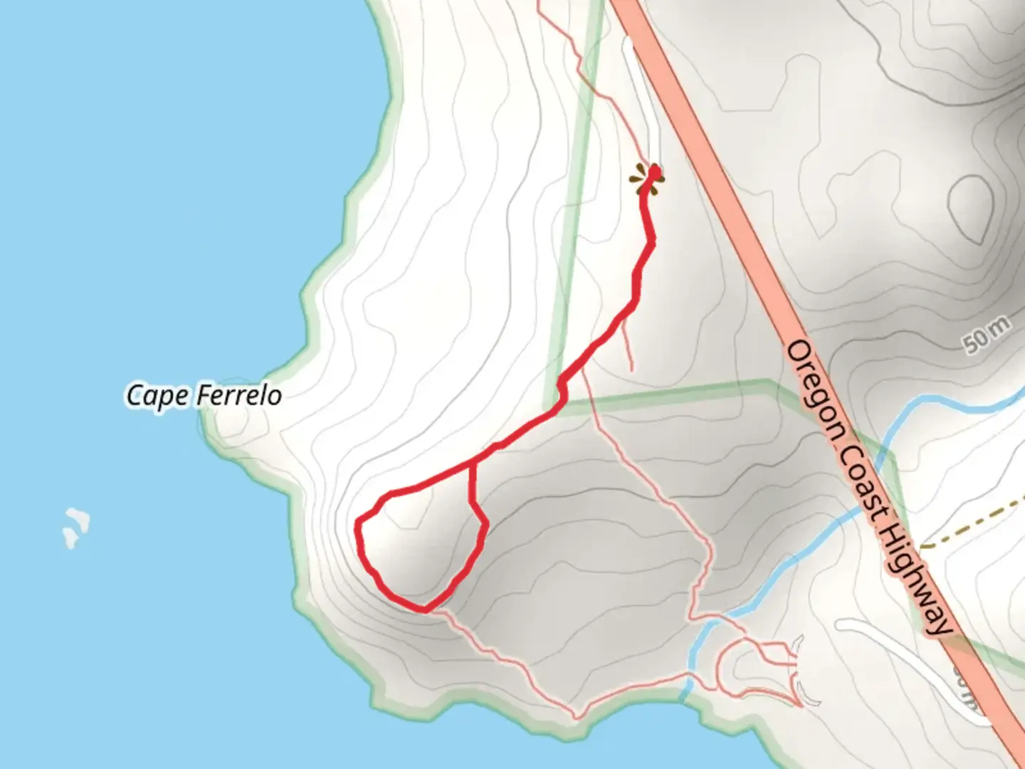 An image depicting the trail Cape Ferrelo Viewpoint Loop Trail and its surrounding area.