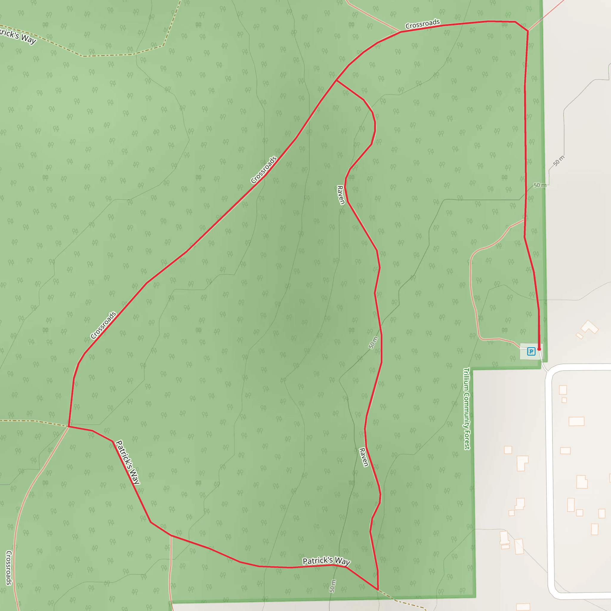 Trillium Community Forest Short Loop mobile static map