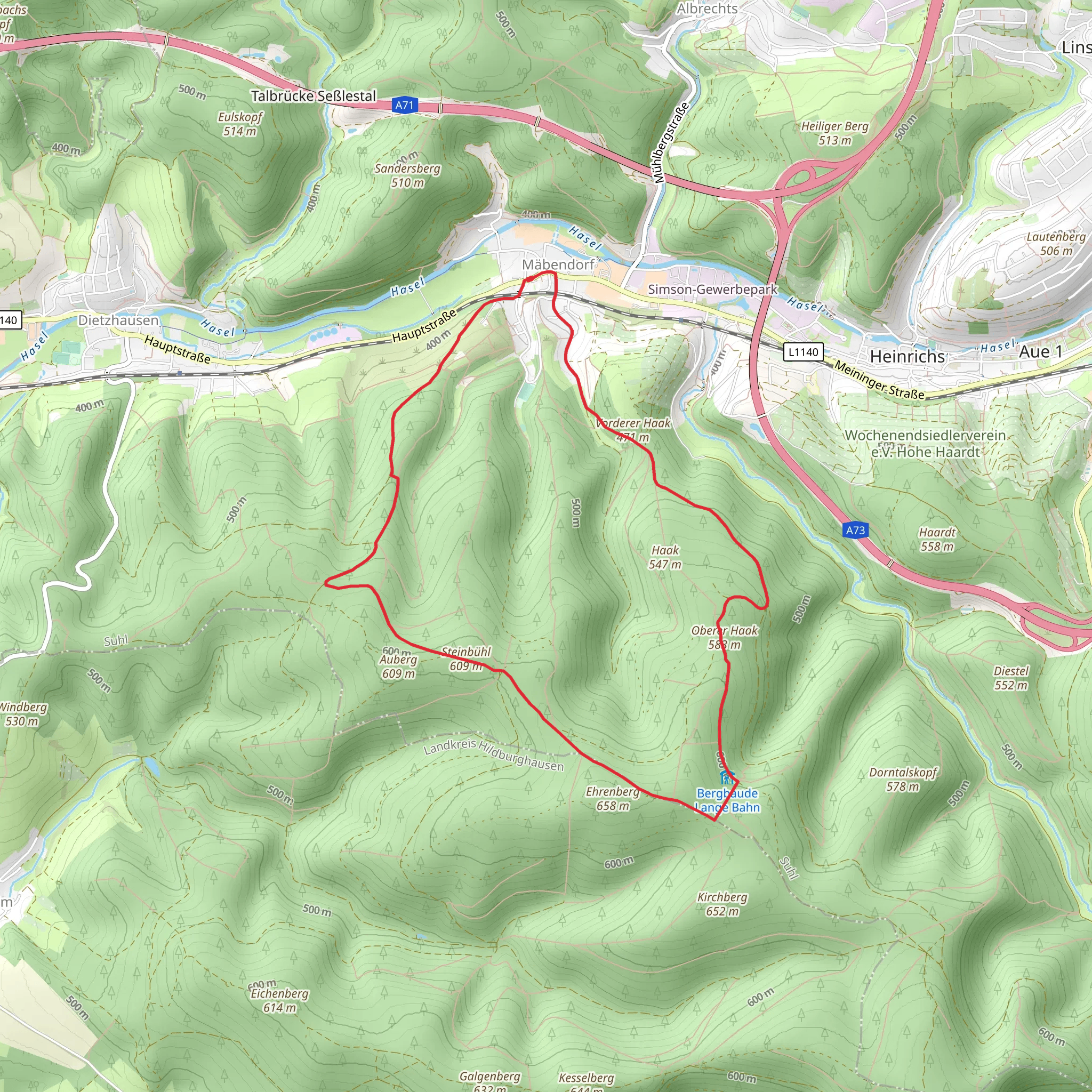 Auberg and Dolmarblick Loop via Diestelgrund mobile static map
