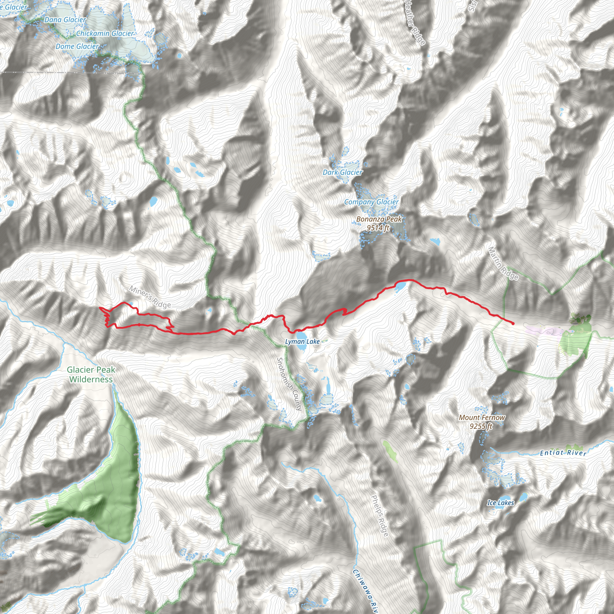 Miners Cabin via Hart Lake - Lyman Lake and Image Lake mobile static map