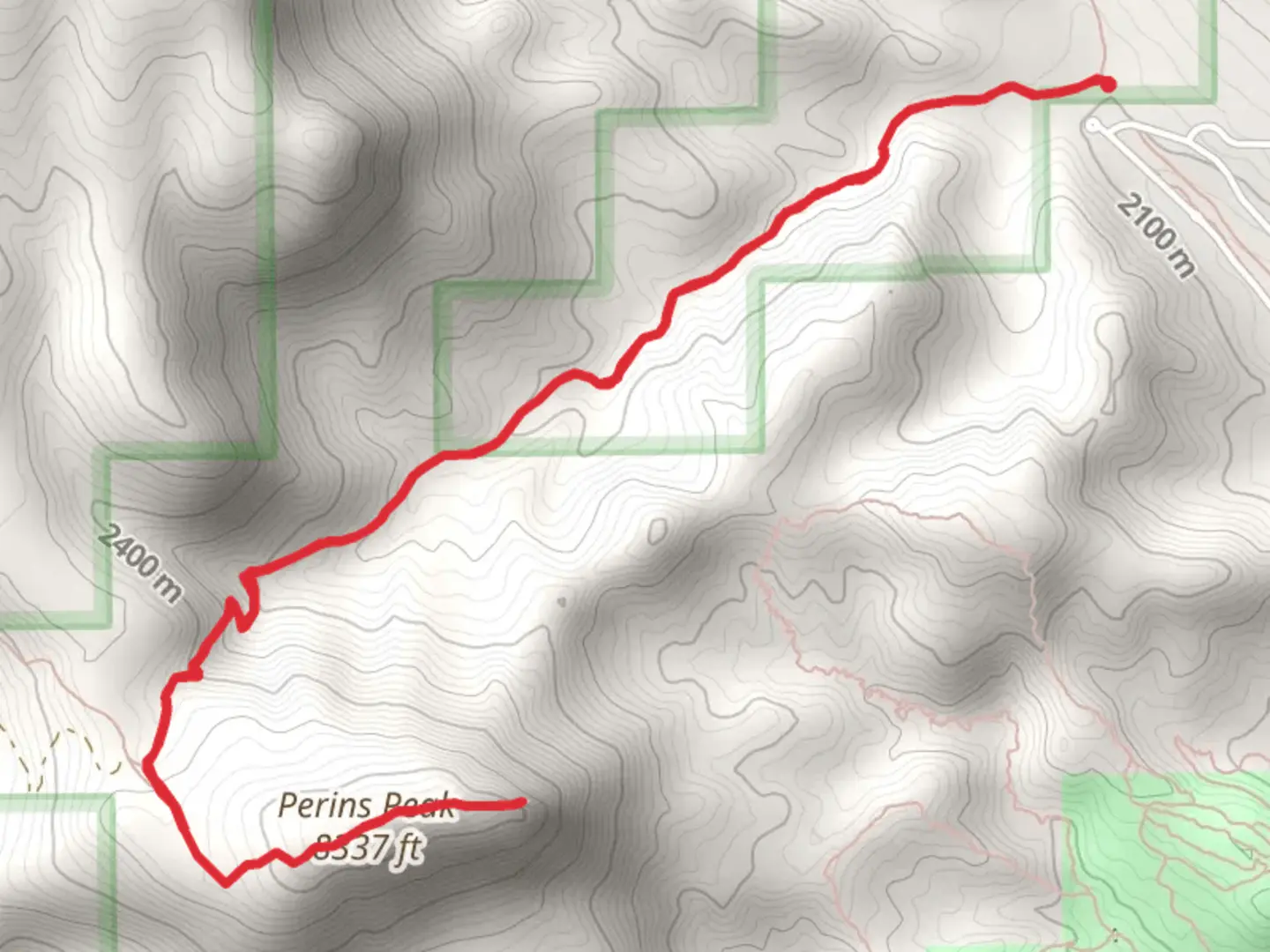An image depicting the trail Perins Peak and its surrounding area.