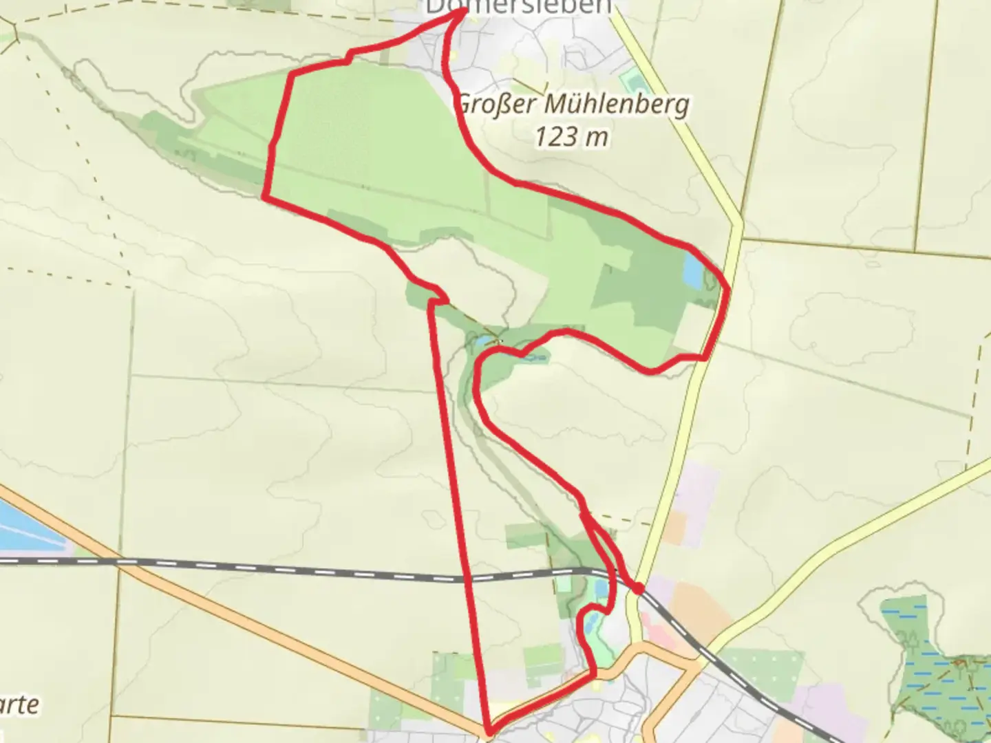 An image depicting the trail Wanzleben to Domersleben Loop and its surrounding area.