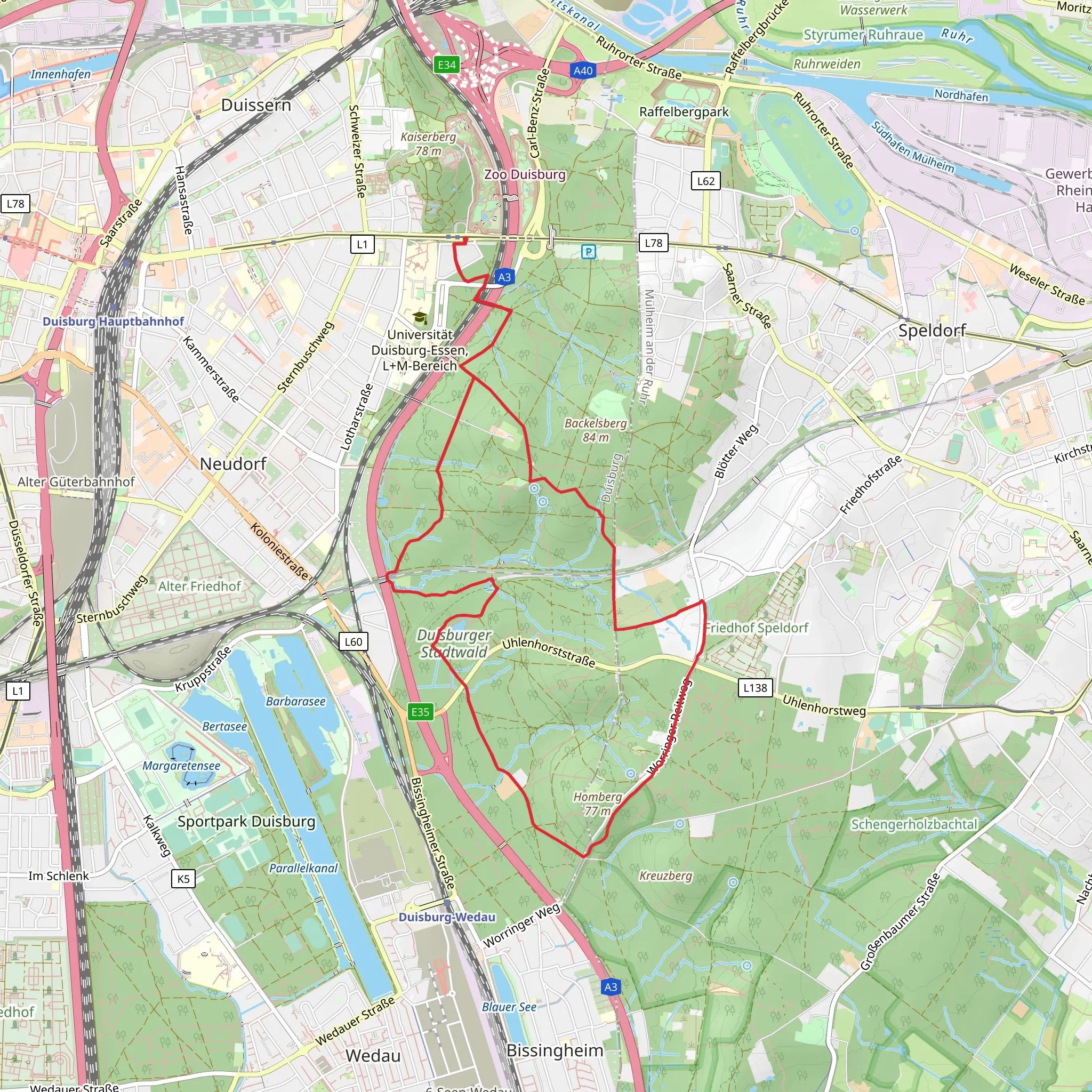 Döppelbalken Mercatorweg and Kaiserberg Rundweg O Naturpfad mobile static map