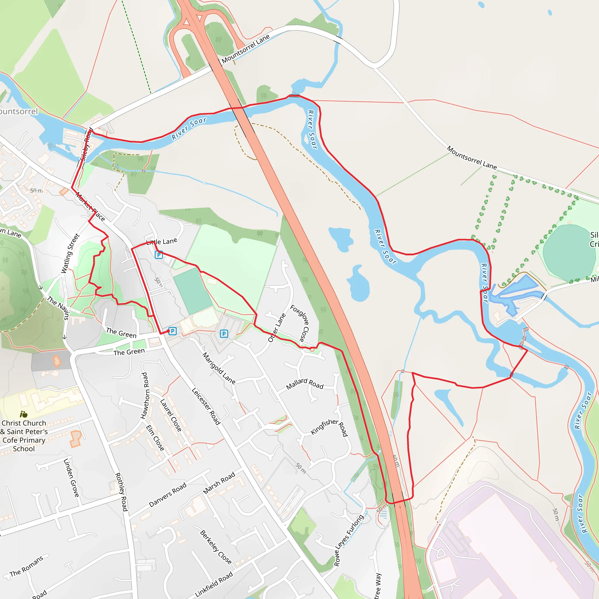 River Soar Loop - Mountsorrel mobile static map
