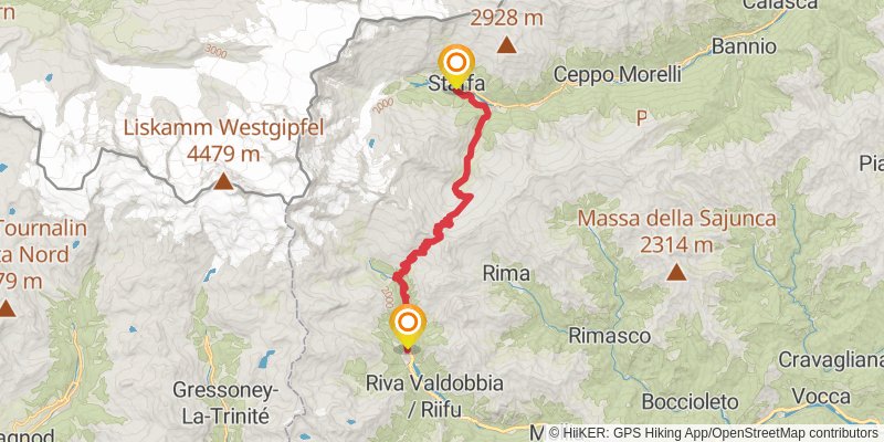 Tour Monte Rosa stage 5 Map