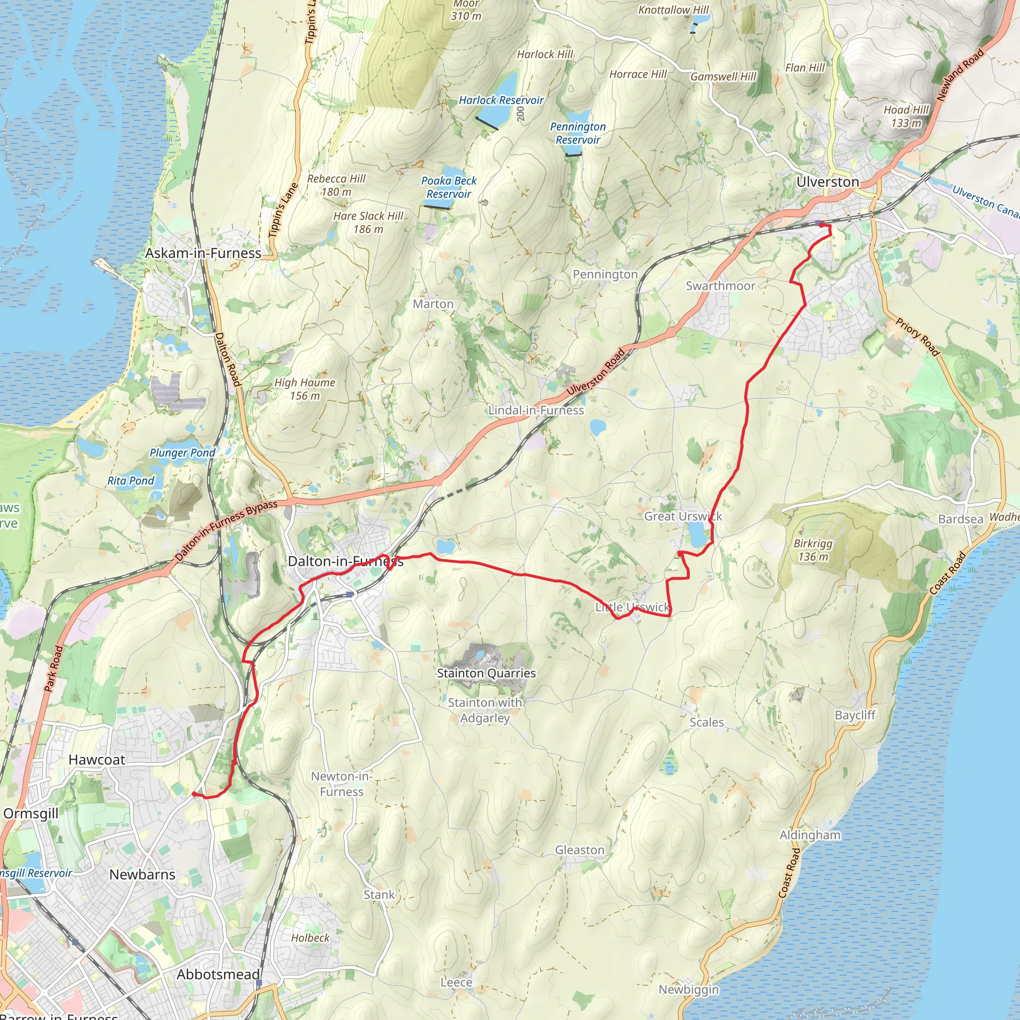 Newton to Ulverston Walk mobile static map
