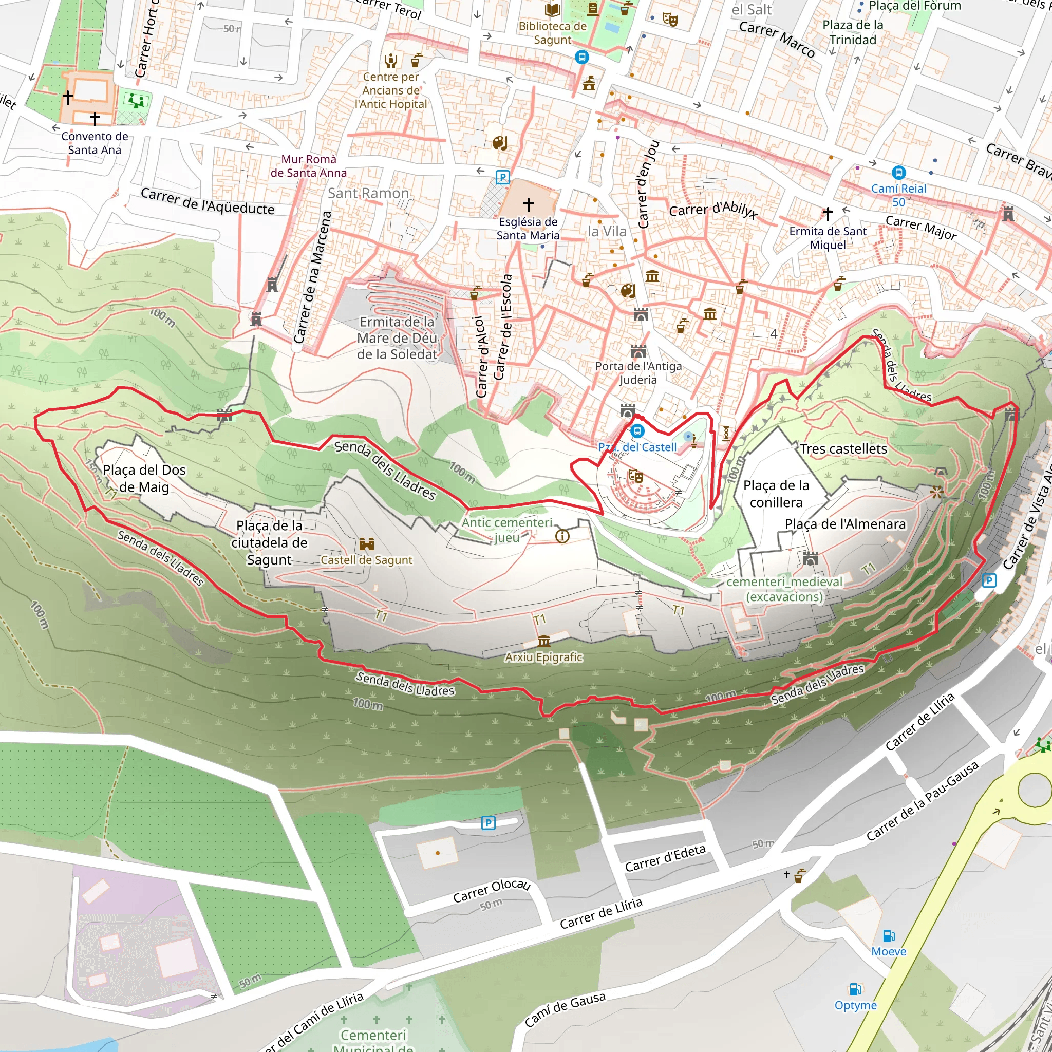 Path of the Lladrés SL CV 042 mobile static map