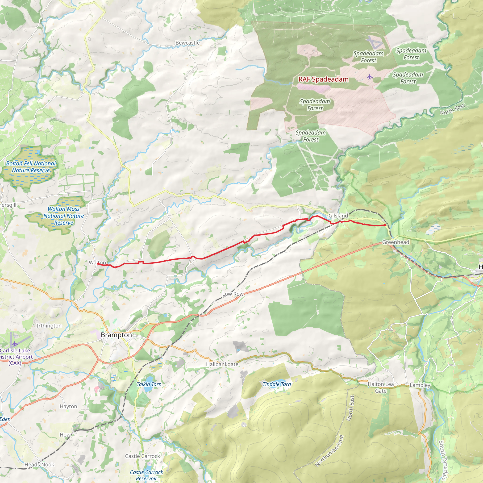 Walton to Greenhead Walk mobile static map