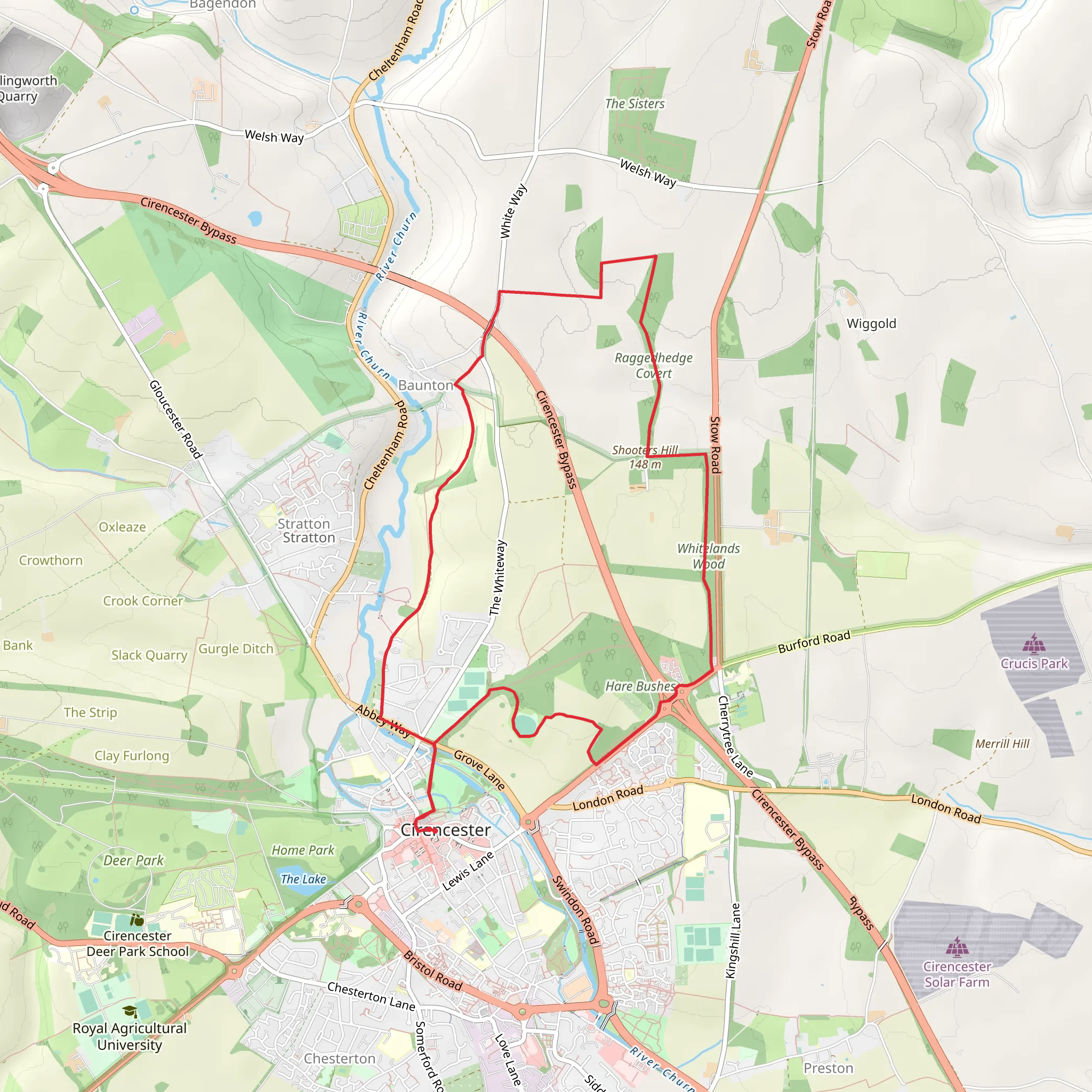 Baunton Loop via Ragged Hegde Wood mobile static map