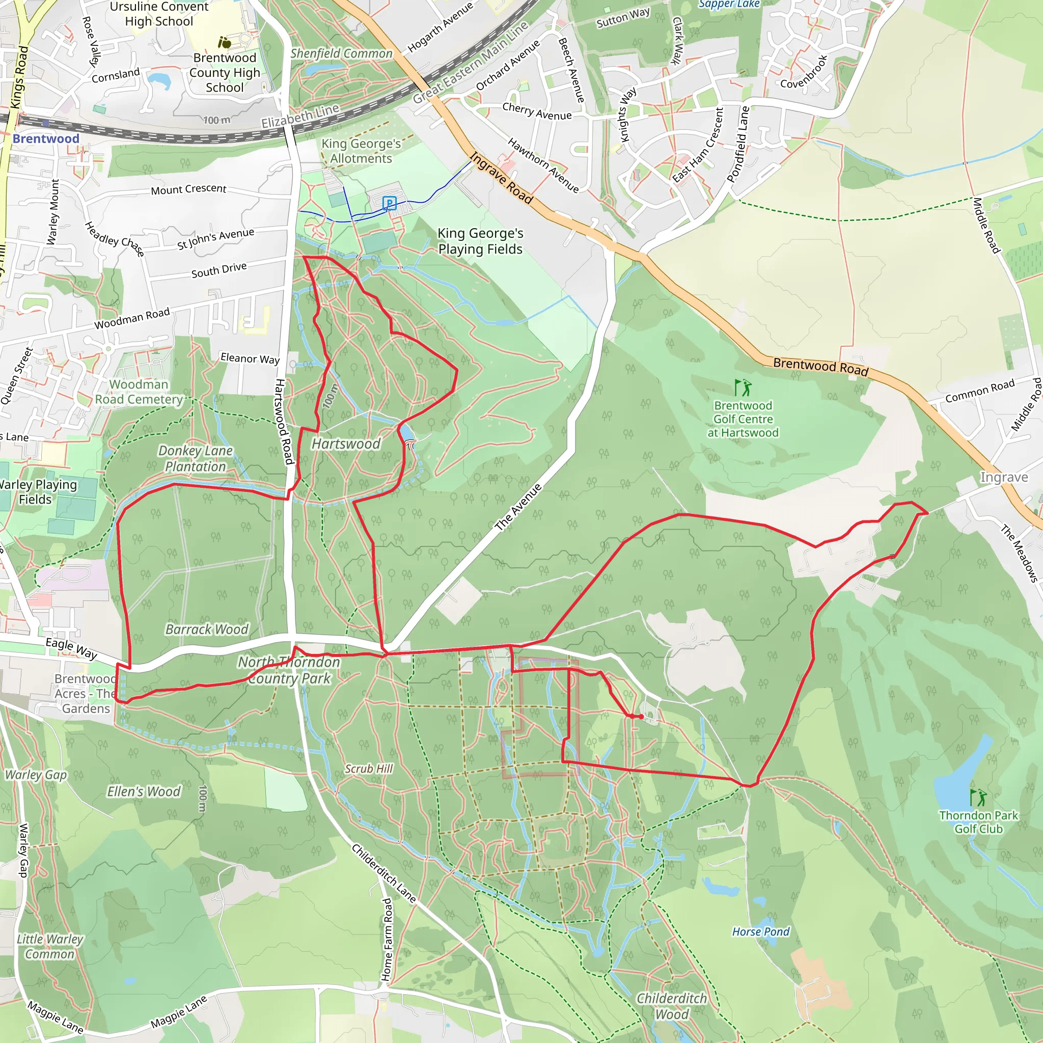 Thorndon Country Park mobile static map