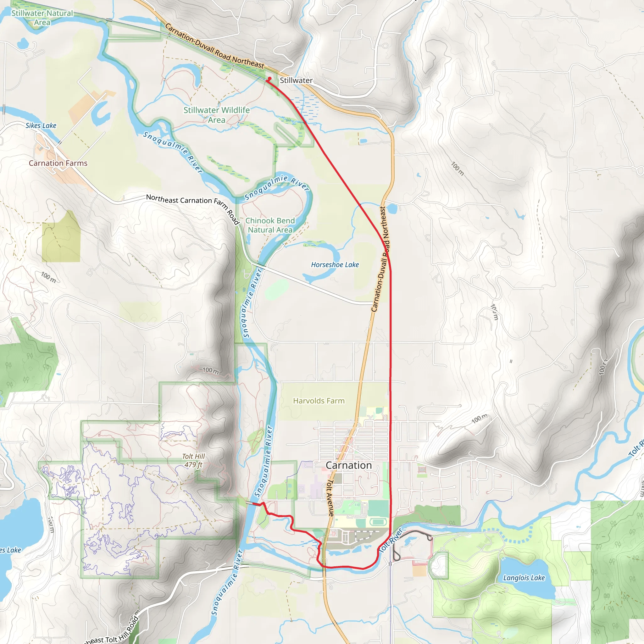 Snoqualmie Valley Trail and Tolt Bridge mobile static map