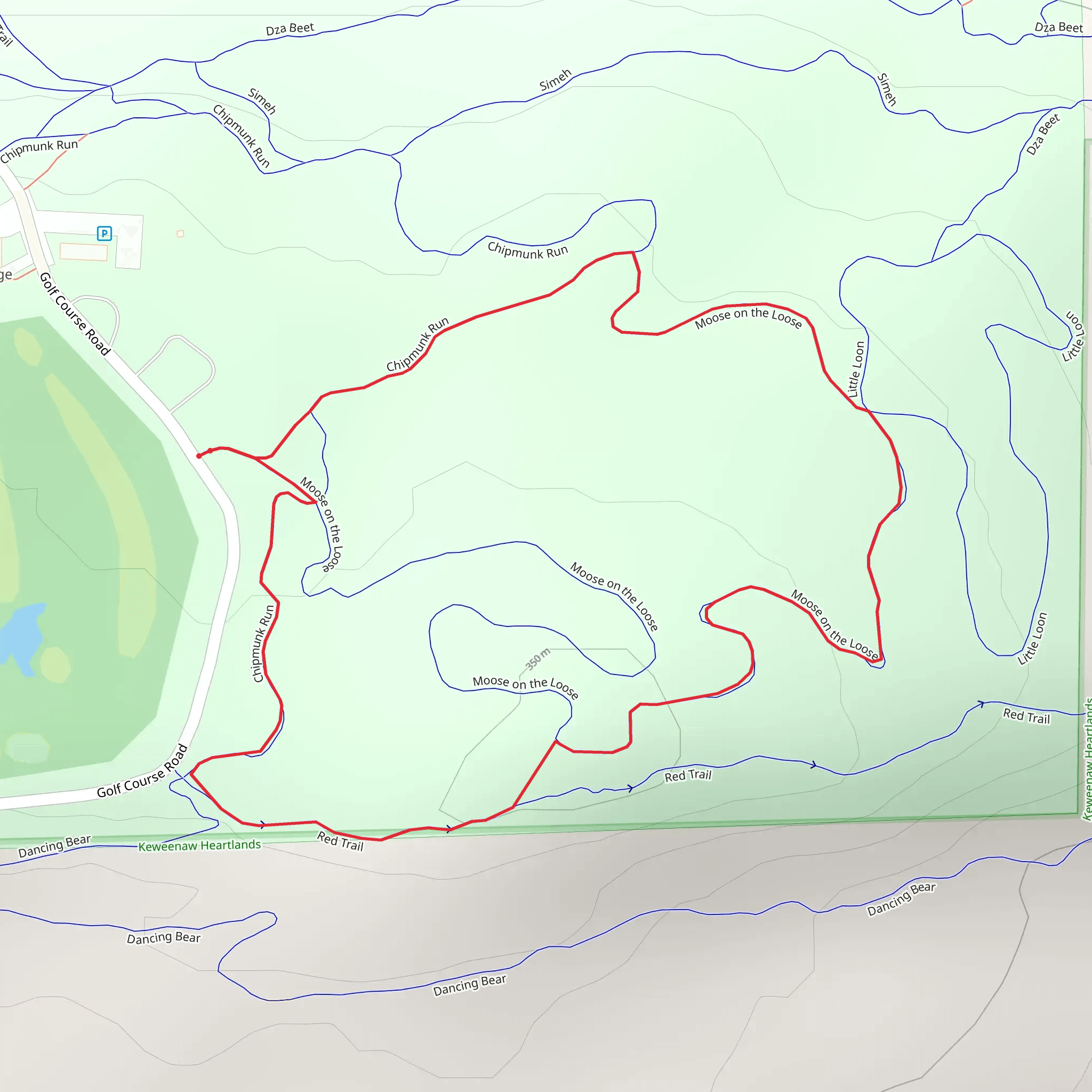 Chipmunk Run, Red and Moose on the Loose Loop mobile static map