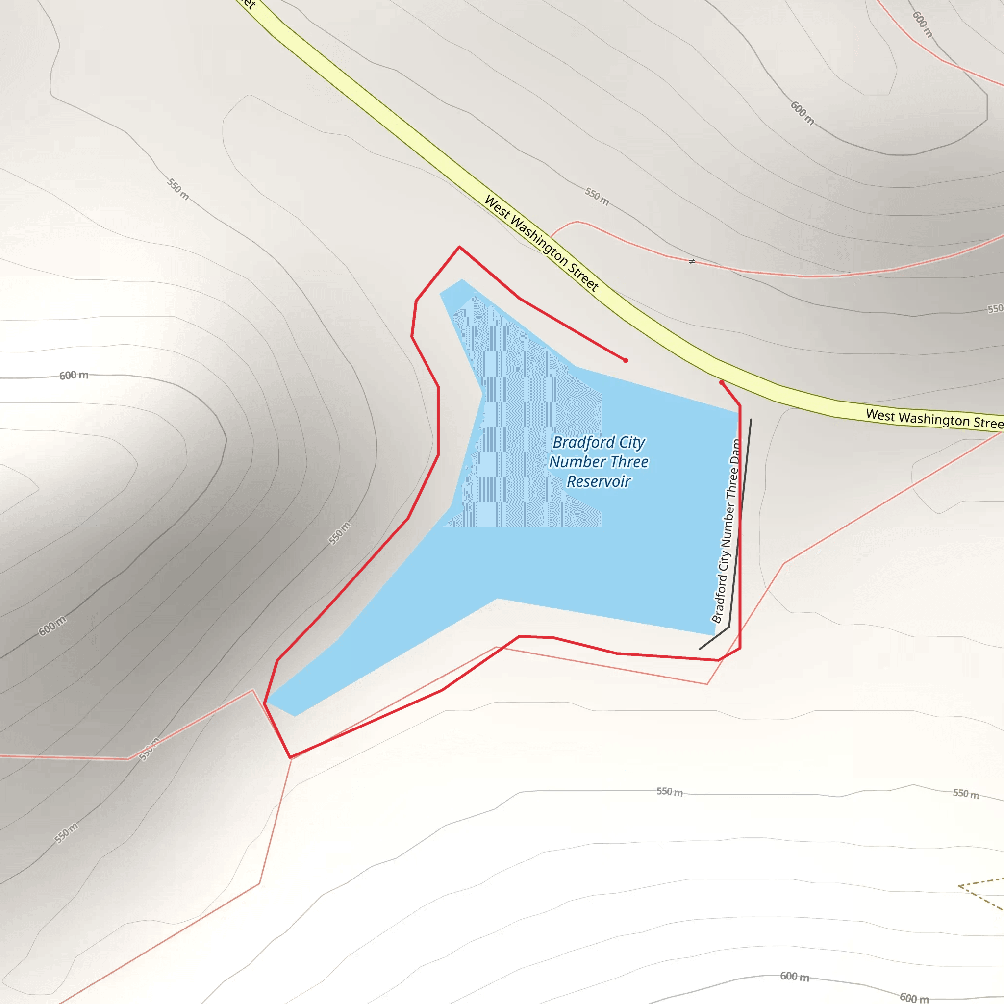 Bradford City Number Three Reservoir Loop mobile static map