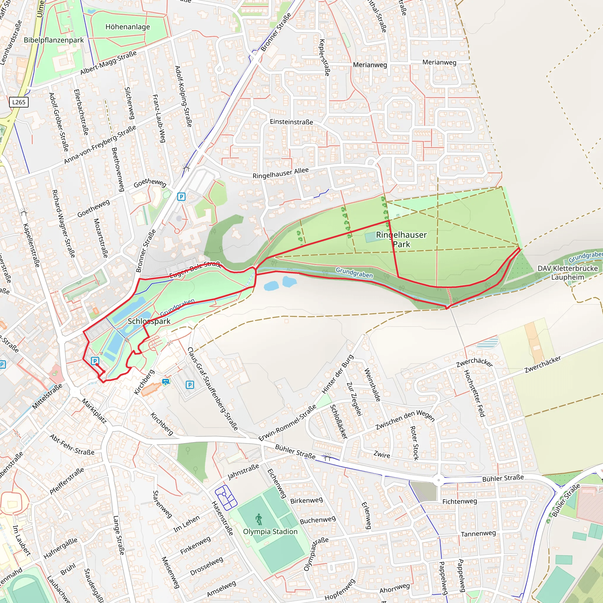 Schlosspark and Ringelhauser Park Loop mobile static map