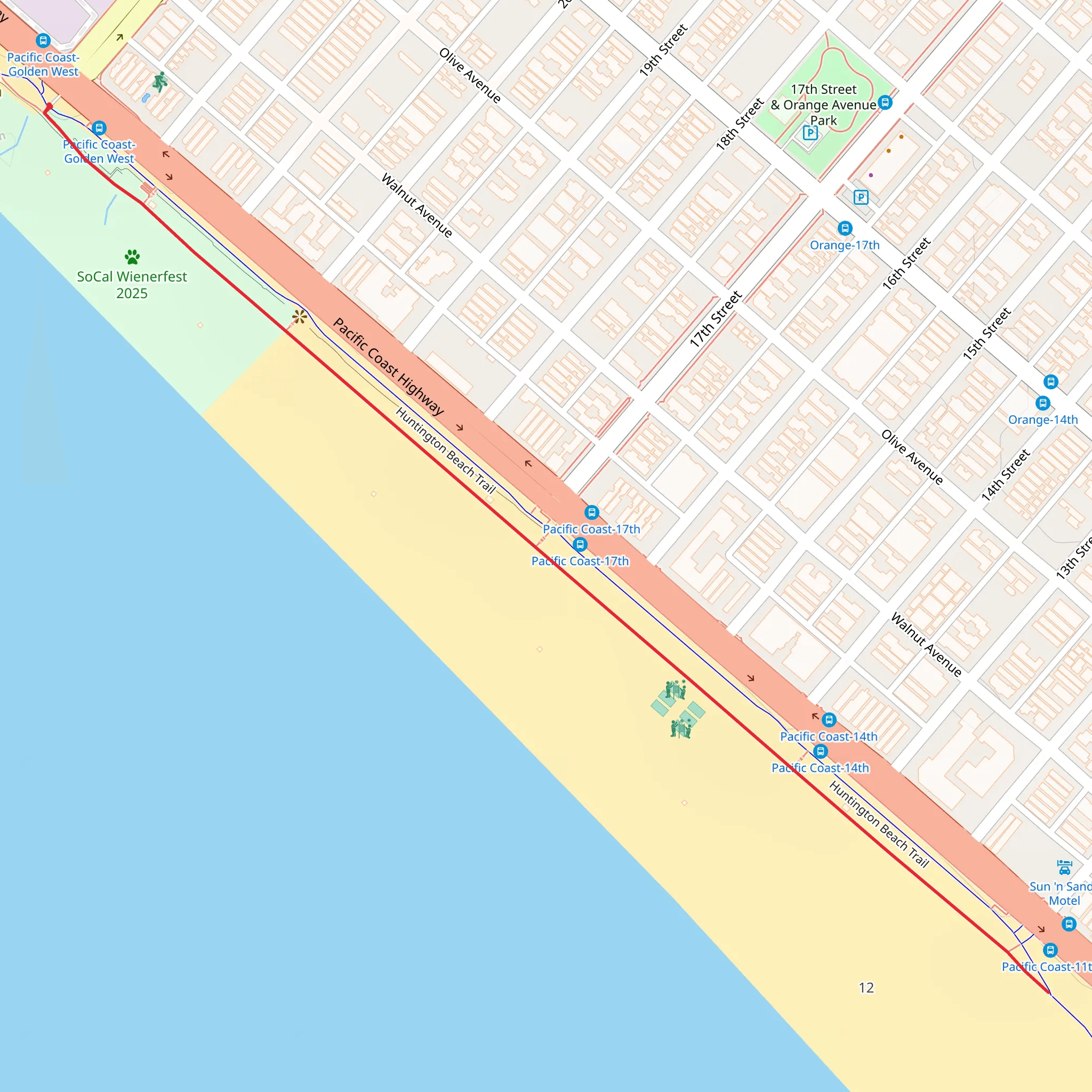 Huntington Beach Trail mobile static map