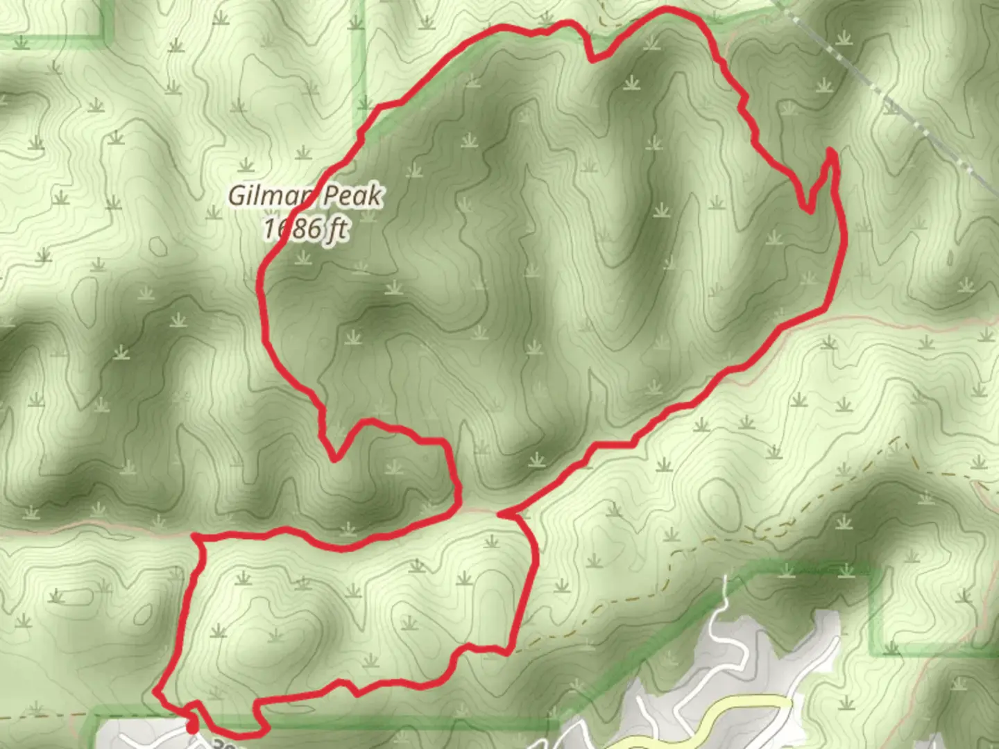 An image depicting the trail South Ridge - Telegraph Canyon - Sycamore - Gilman Peak Loop Trail and its surrounding area.