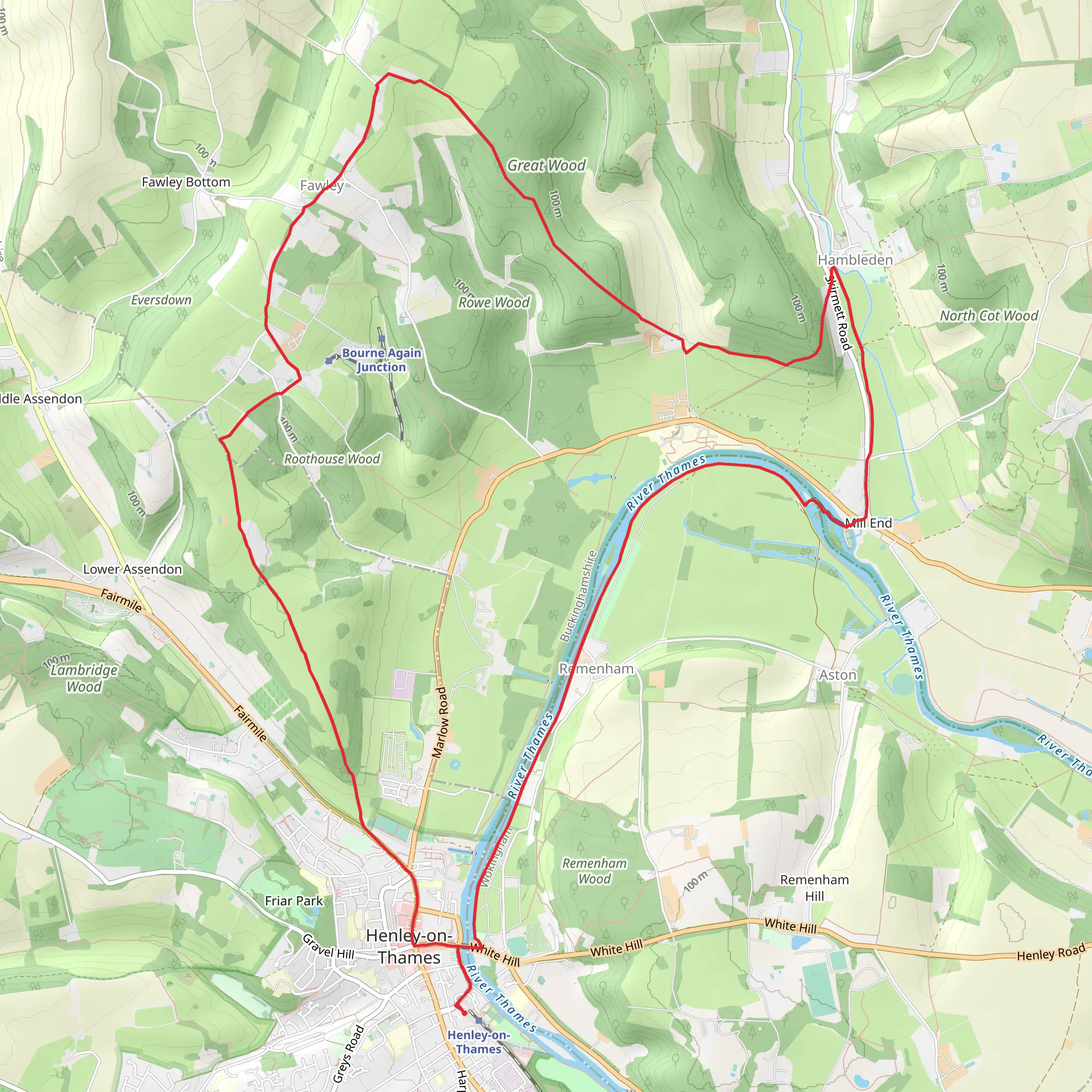 Henley on Thames to Hambleden Loop mobile static map