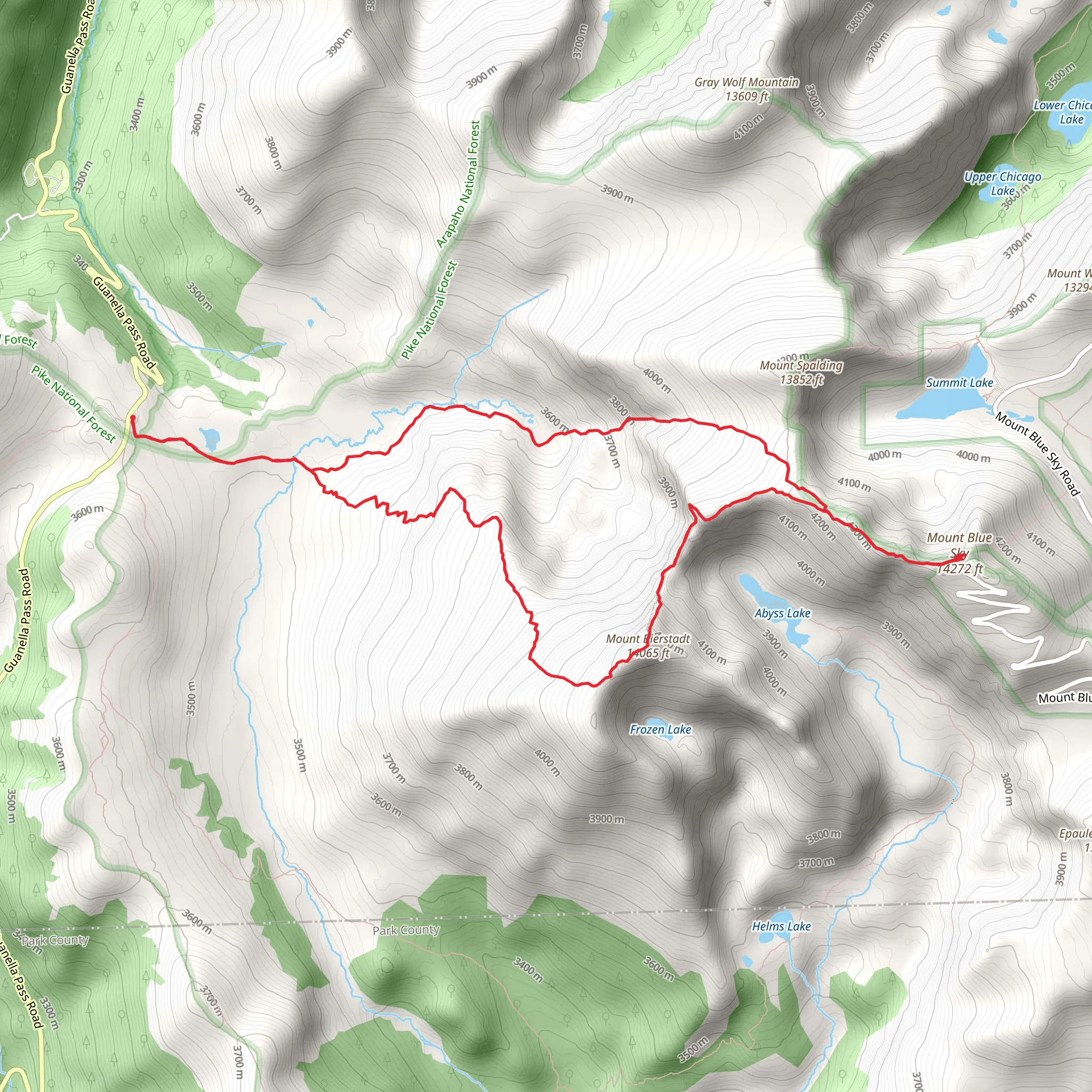 Mount Bierstadt and Mount Blue Sky Loop mobile static map