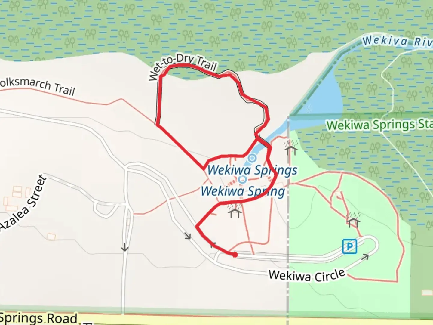 An image depicting the trail Wet-to-Dry Loop Trail and its surrounding area.