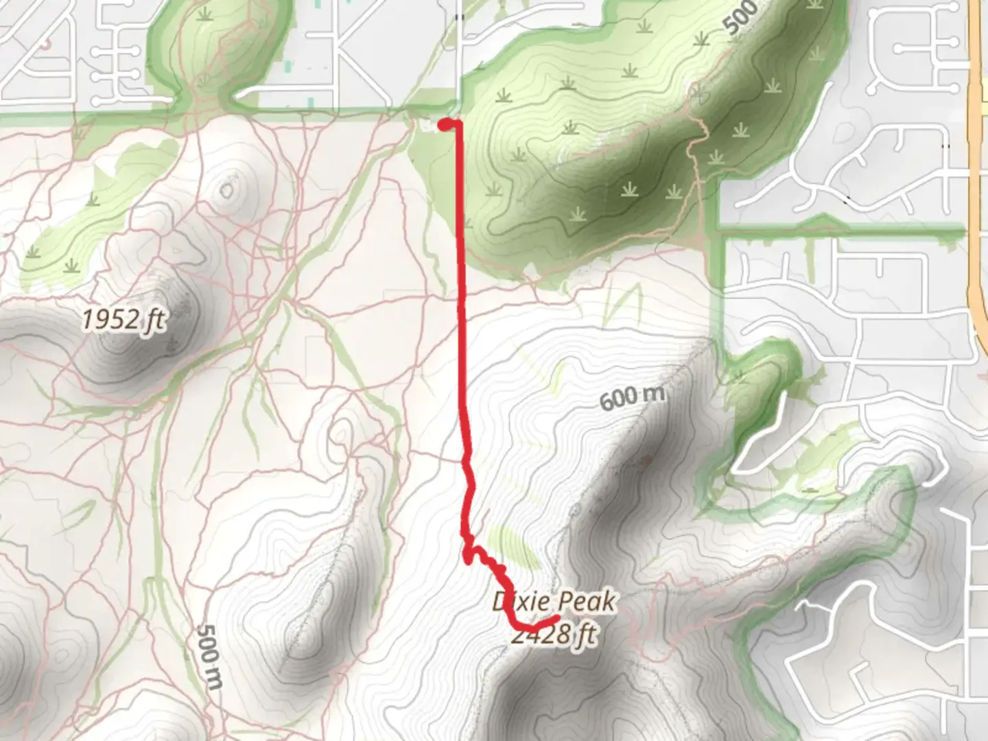 An image depicting the trail Dixie Peak Trail and its surrounding area.
