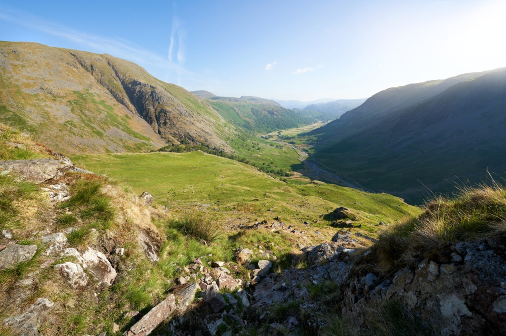 An image depicting the trail Seathwaite Fell and its surrounding area.