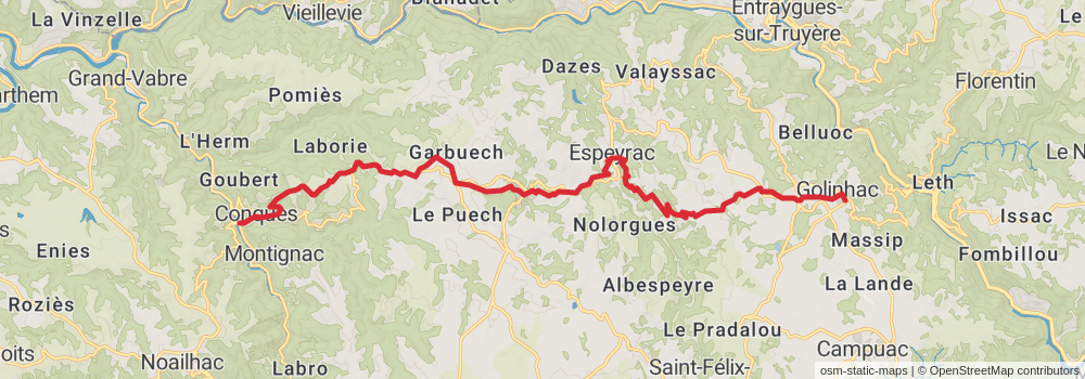 Camino Strasbourg-Saint Jean Pied de Port via Le Puy stage 56 Map